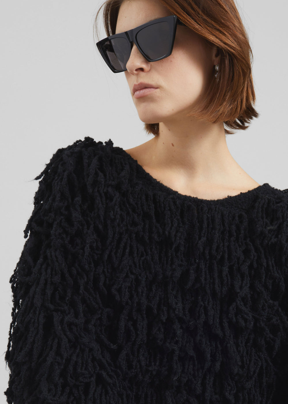 Loulou de Saison Gabin Alpaca Fringes Sweater - Black - 1