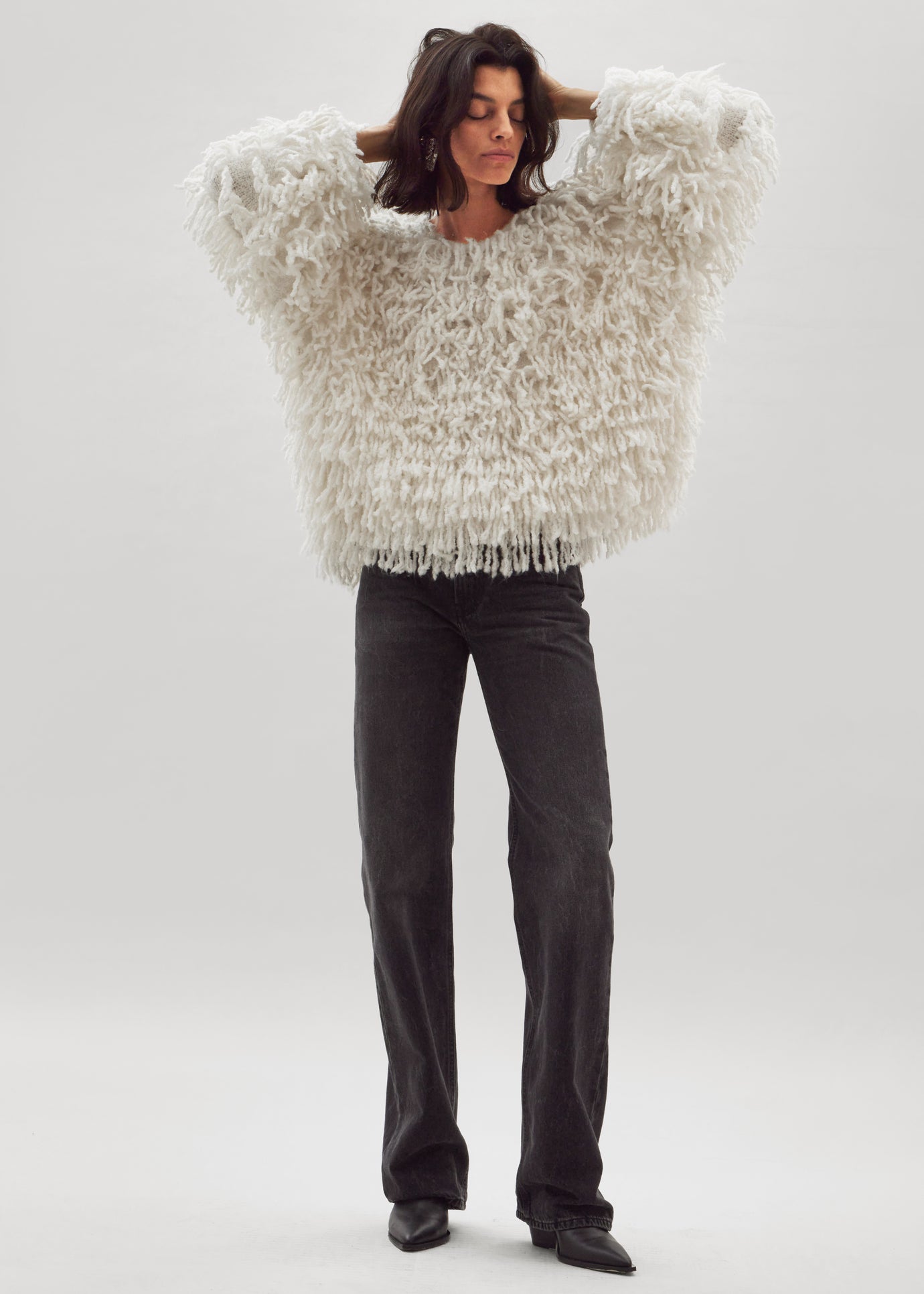 Loulou de Saison Gabin Alpaca Fringes Sweater Black – The