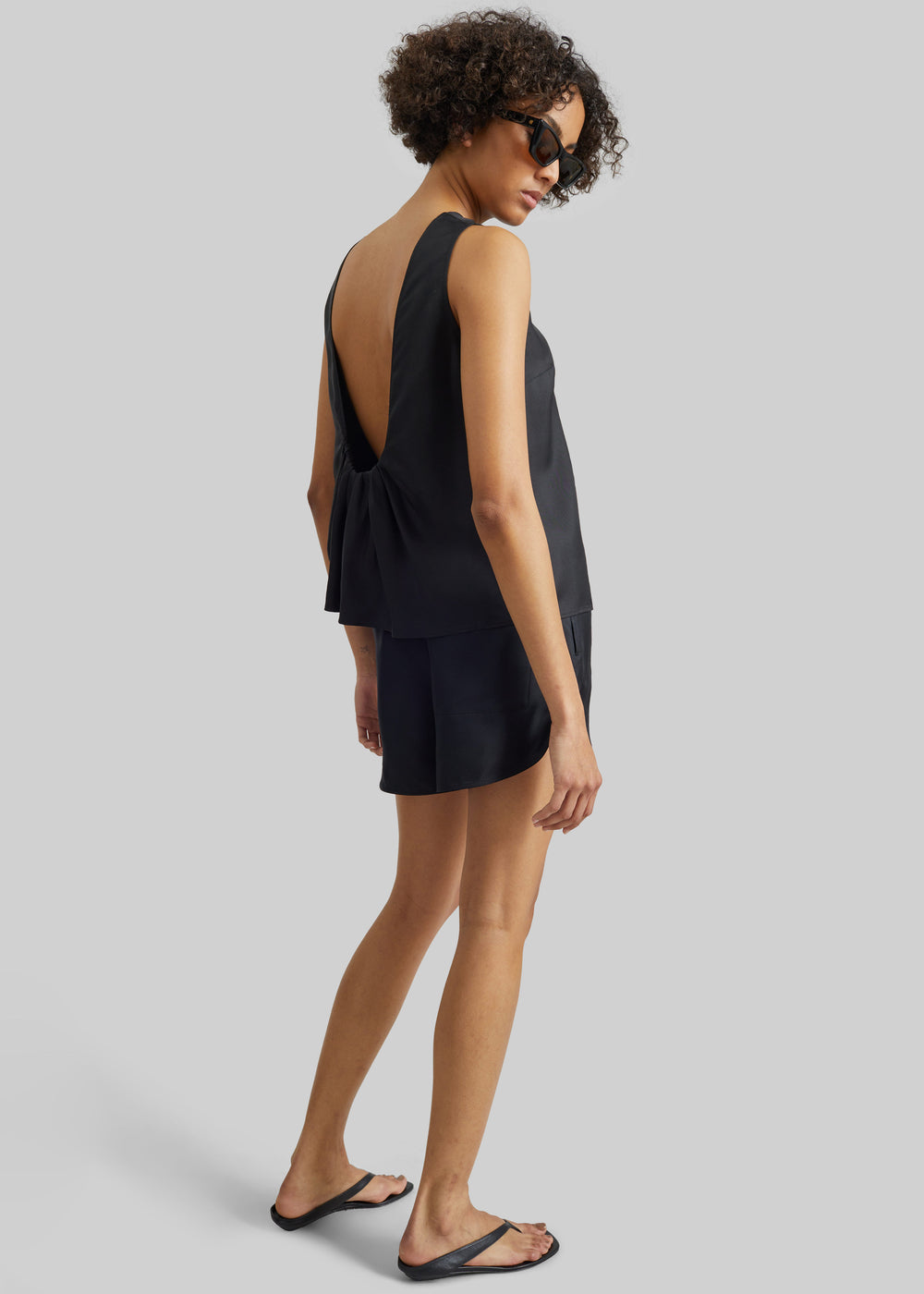 Loulou de Saison Gema Sleeveless Silk Top - Black - 1