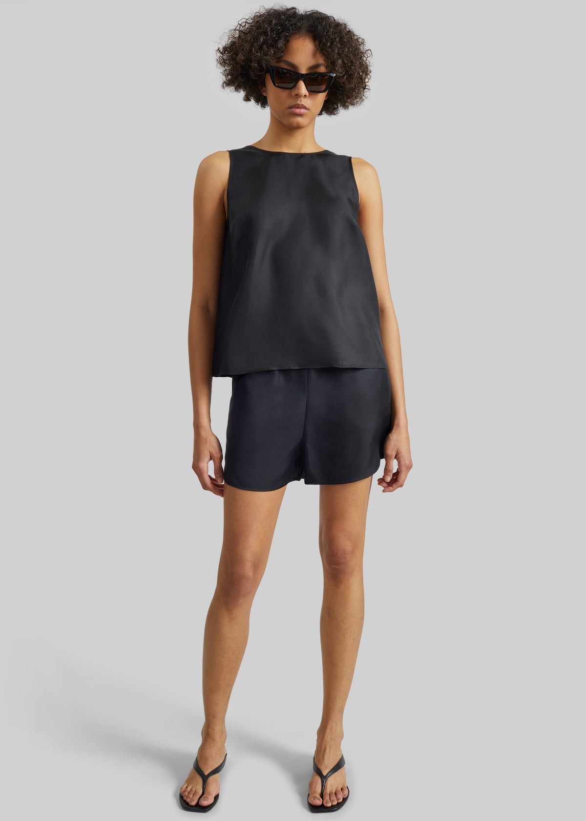 Loulou de Saison Gema Sleeveless Silk Top - Black - 4