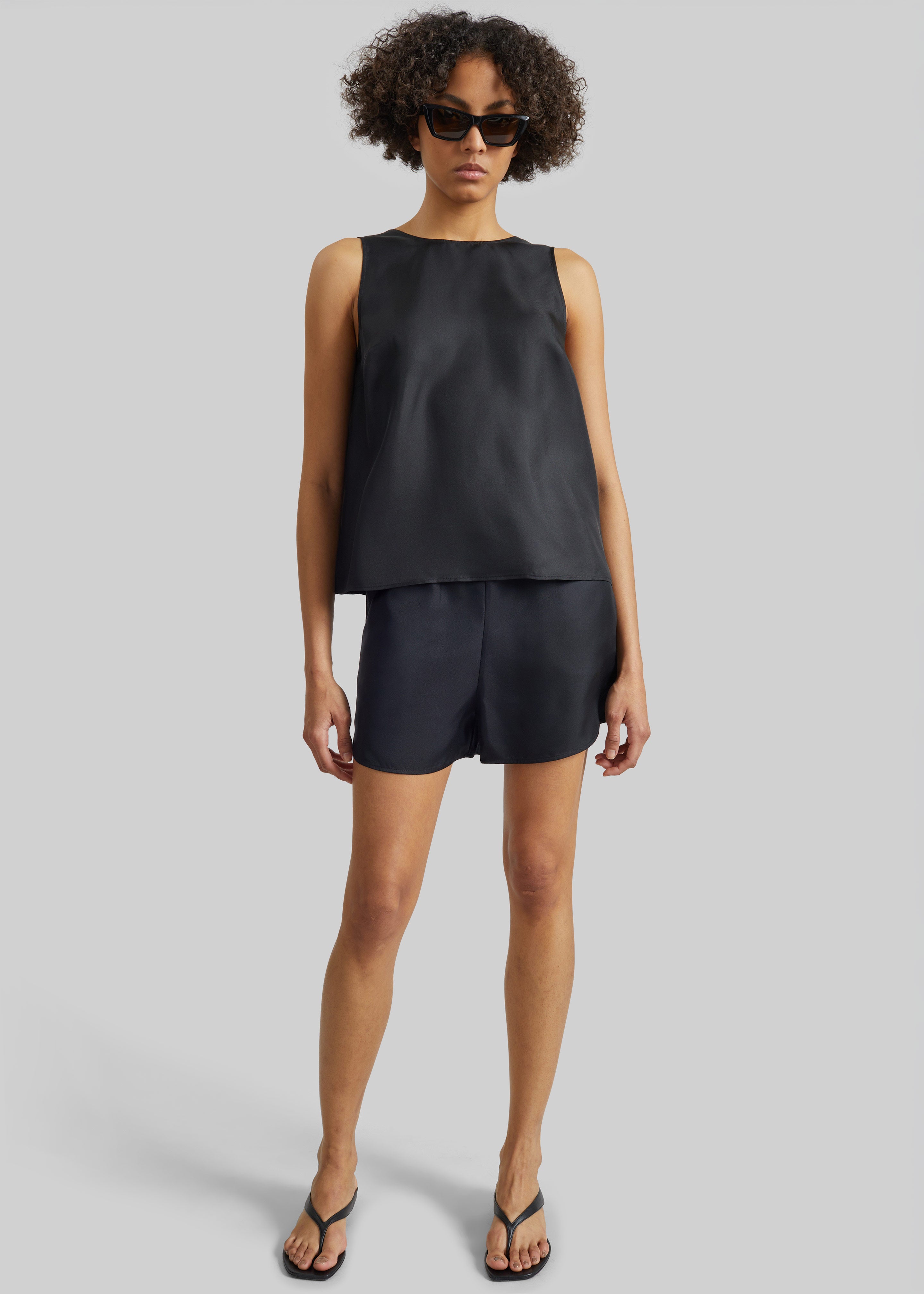 Loulou de Saison Gema Sleeveless Silk Top - Black - 4