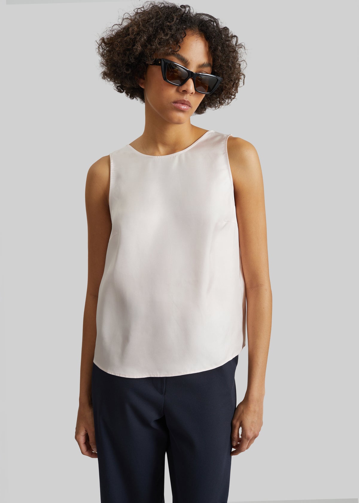 Loulou de Saison Gema Sleeveless Silk Top - Light Pink - 1