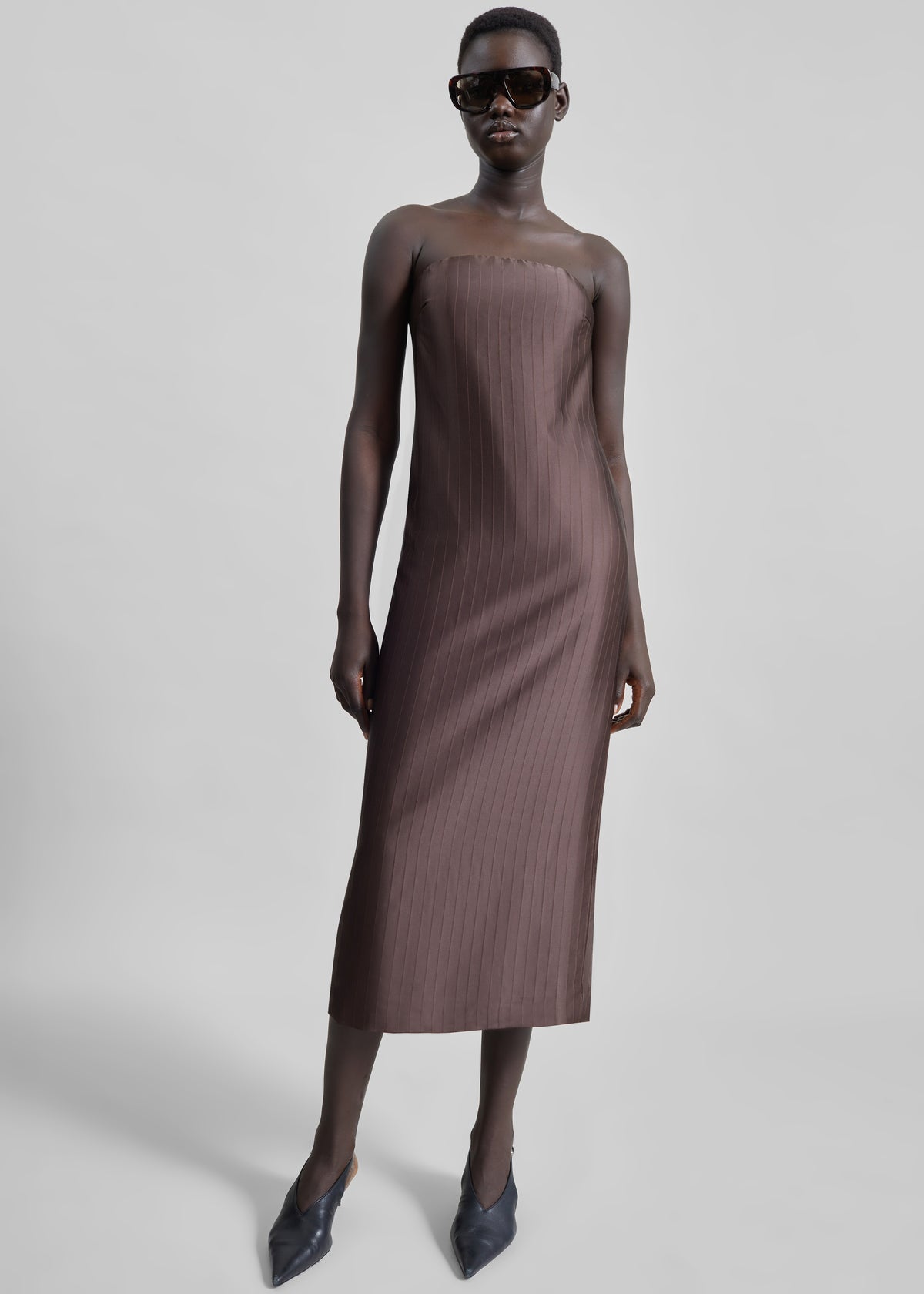 Loulou De Saison Giulia Bustier Dress - Dark Brown - 4