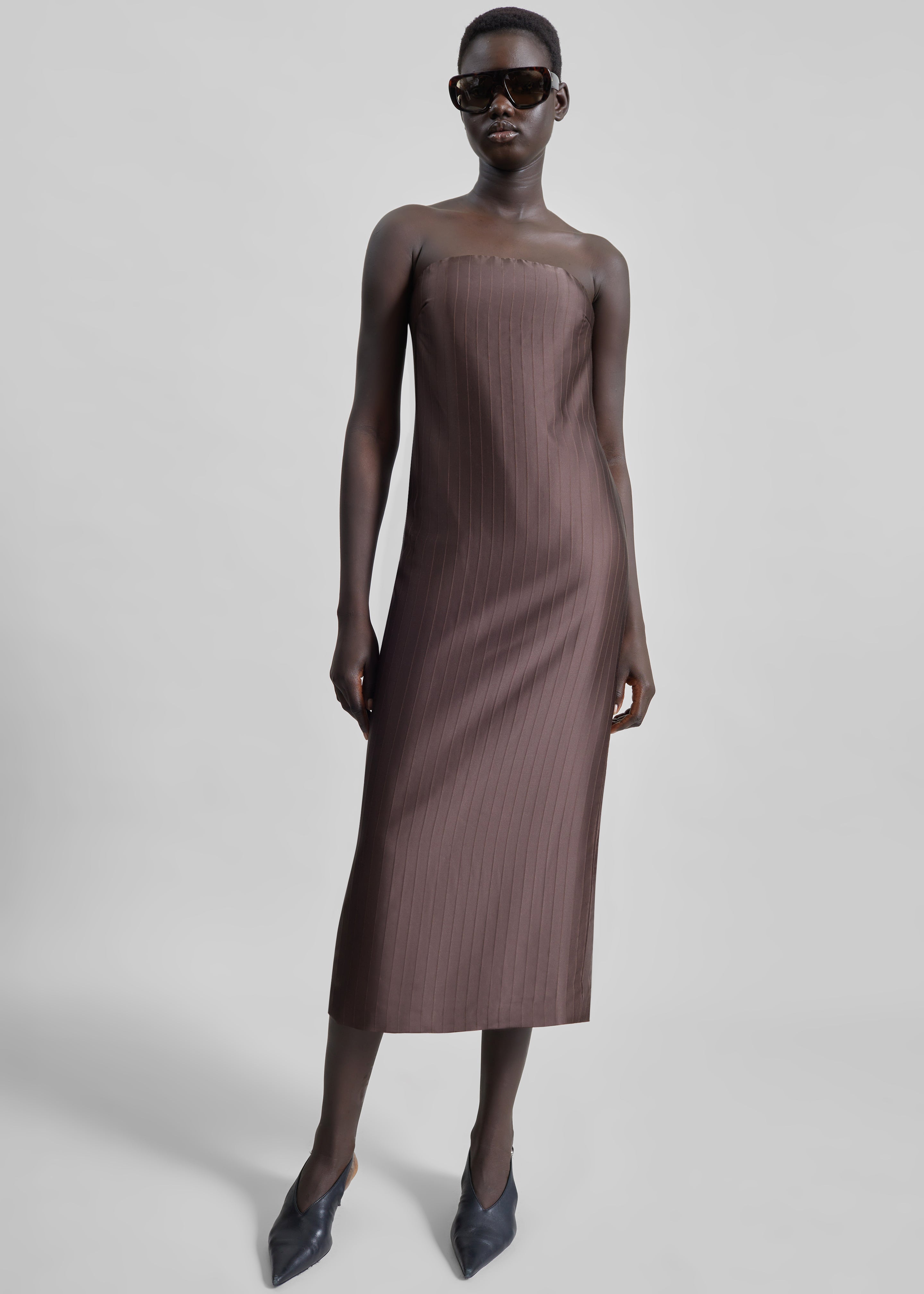 Loulou De Saison Giulia Bustier Dress - Dark Brown - 4