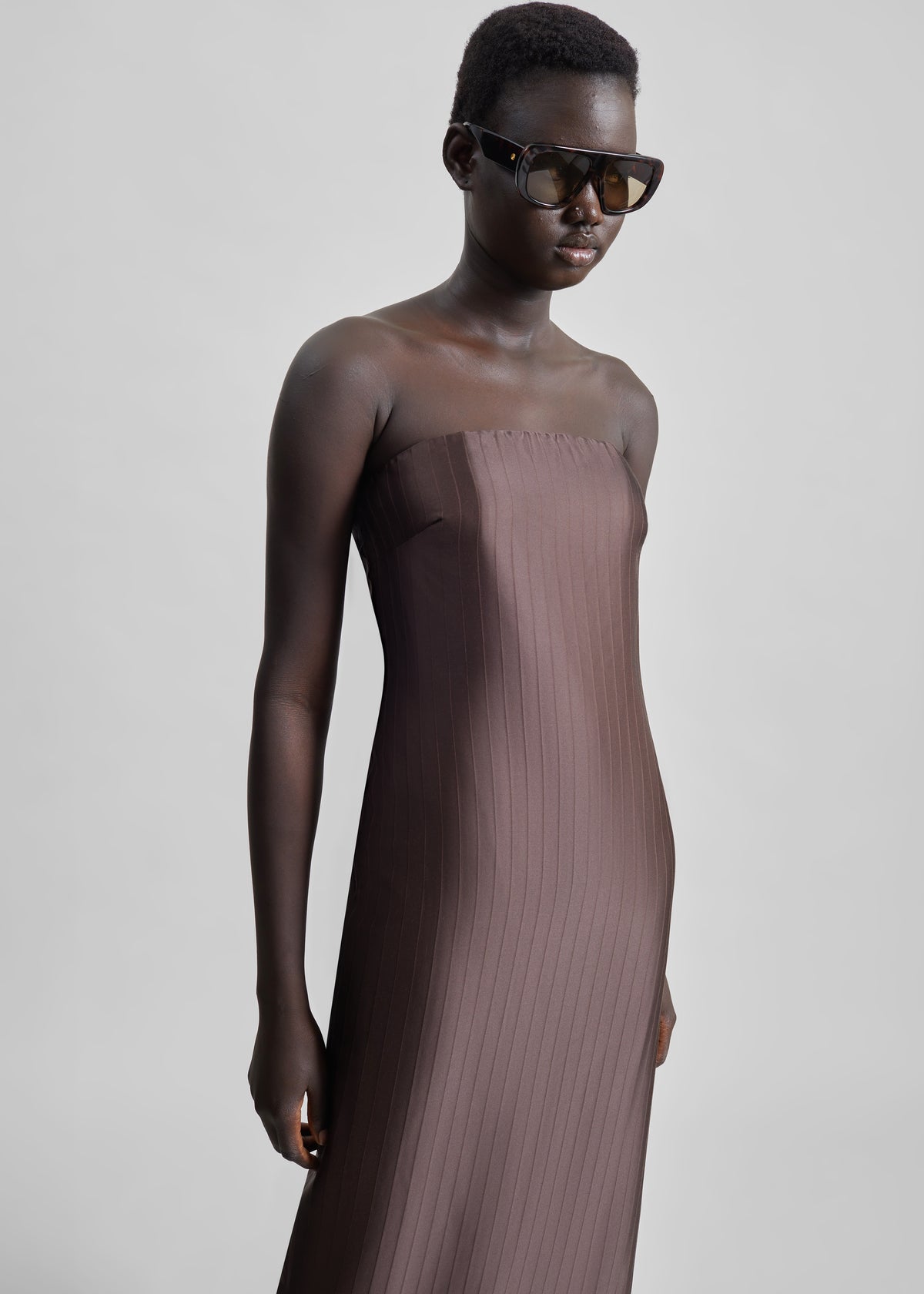 Loulou de Saison Giulia Bustier Dress - Dark Brown The Frankie Shop Loulou de Saison Giulia Bustier Dress - Dark Brown The Frankie Shop