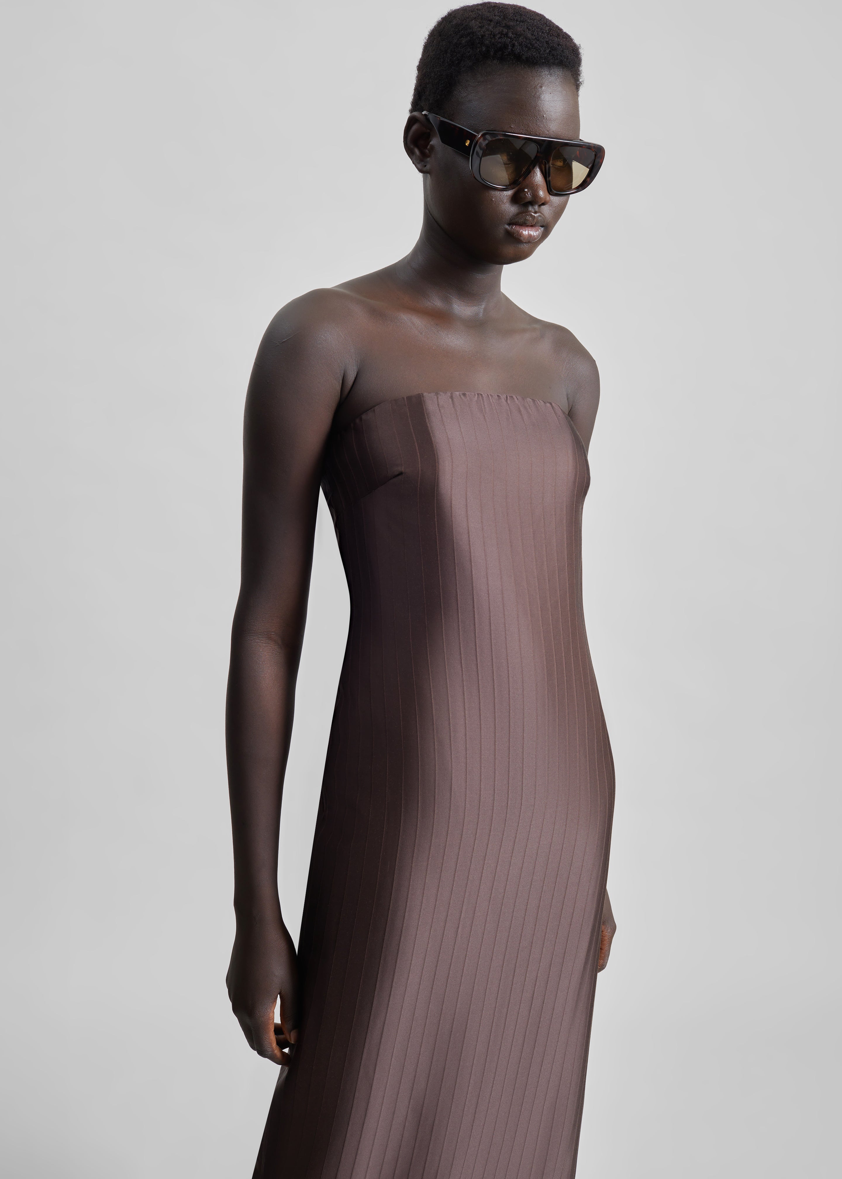 Loulou De Saison Giulia Bustier Dress - Dark Brown - 5