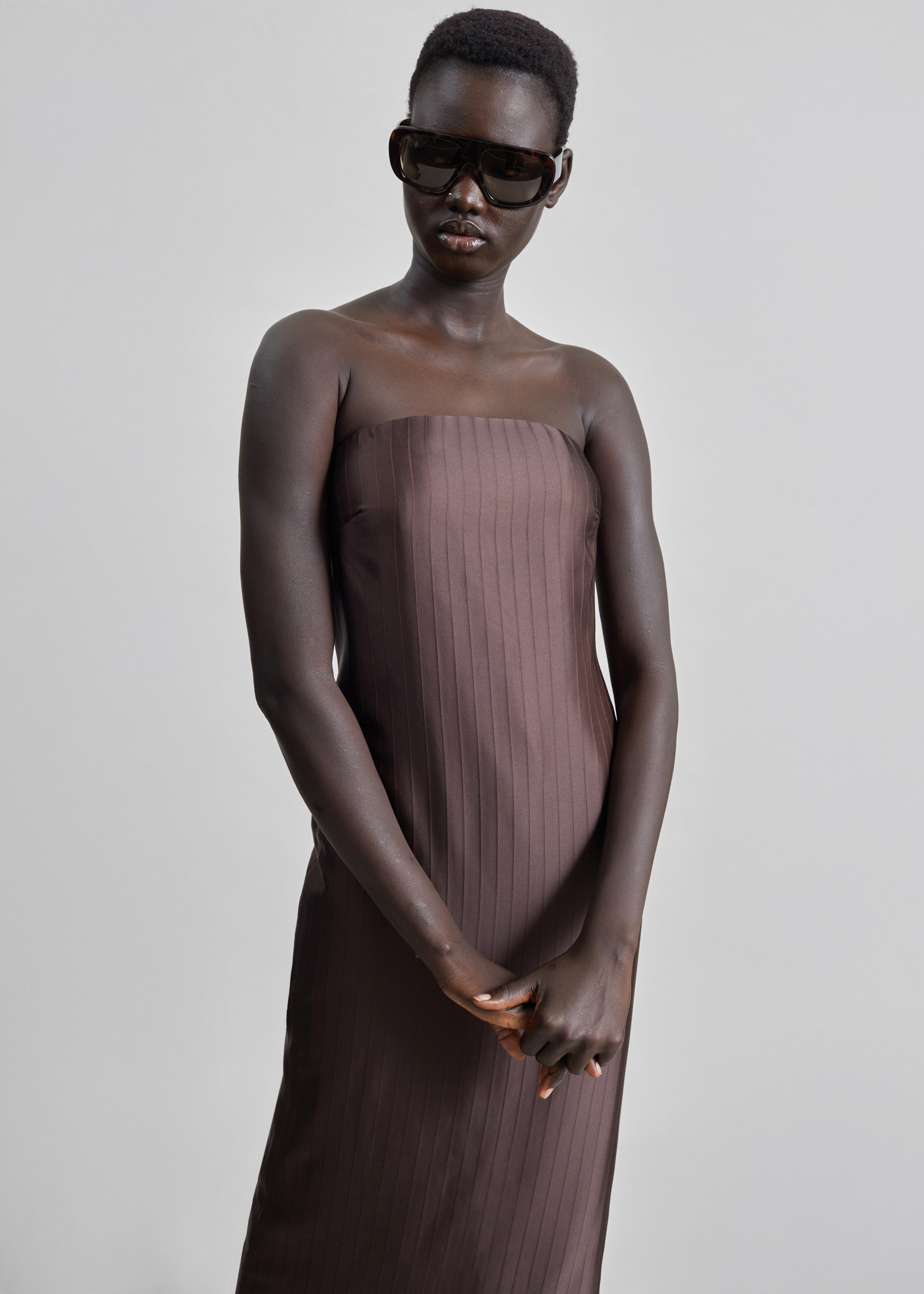 Loulou De Saison Giulia Bustier Dress - Dark Brown - 2