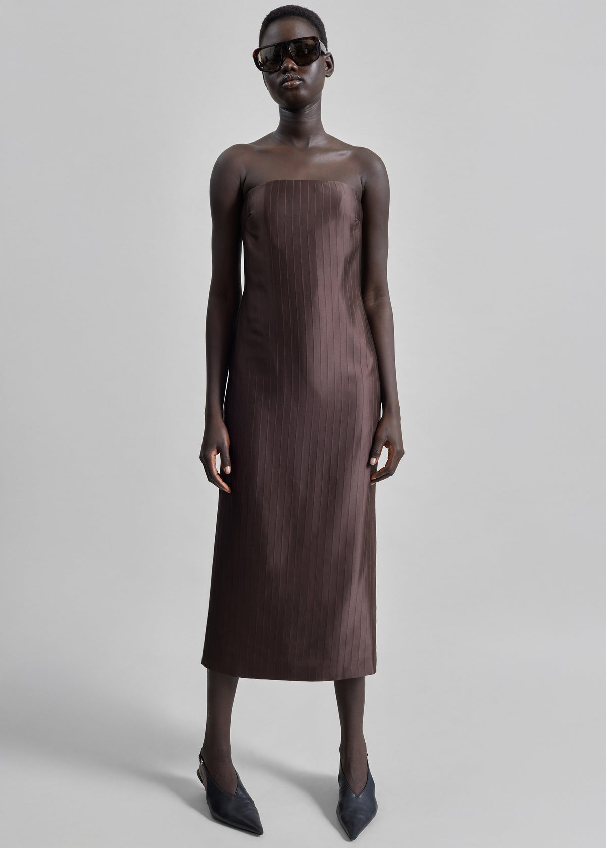 Loulou de Saison Giulia Bustier Dress - Dark Brown The Frankie Shop Loulou de Saison Giulia Bustier Dress - Dark Brown The Frankie Shop