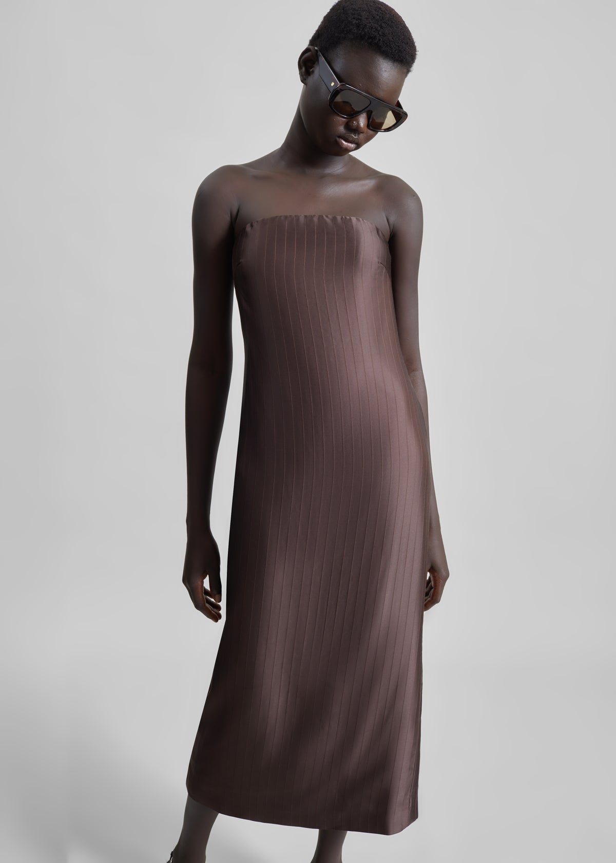 Loulou De Saison Giulia Bustier Dress - Dark Brown - 3