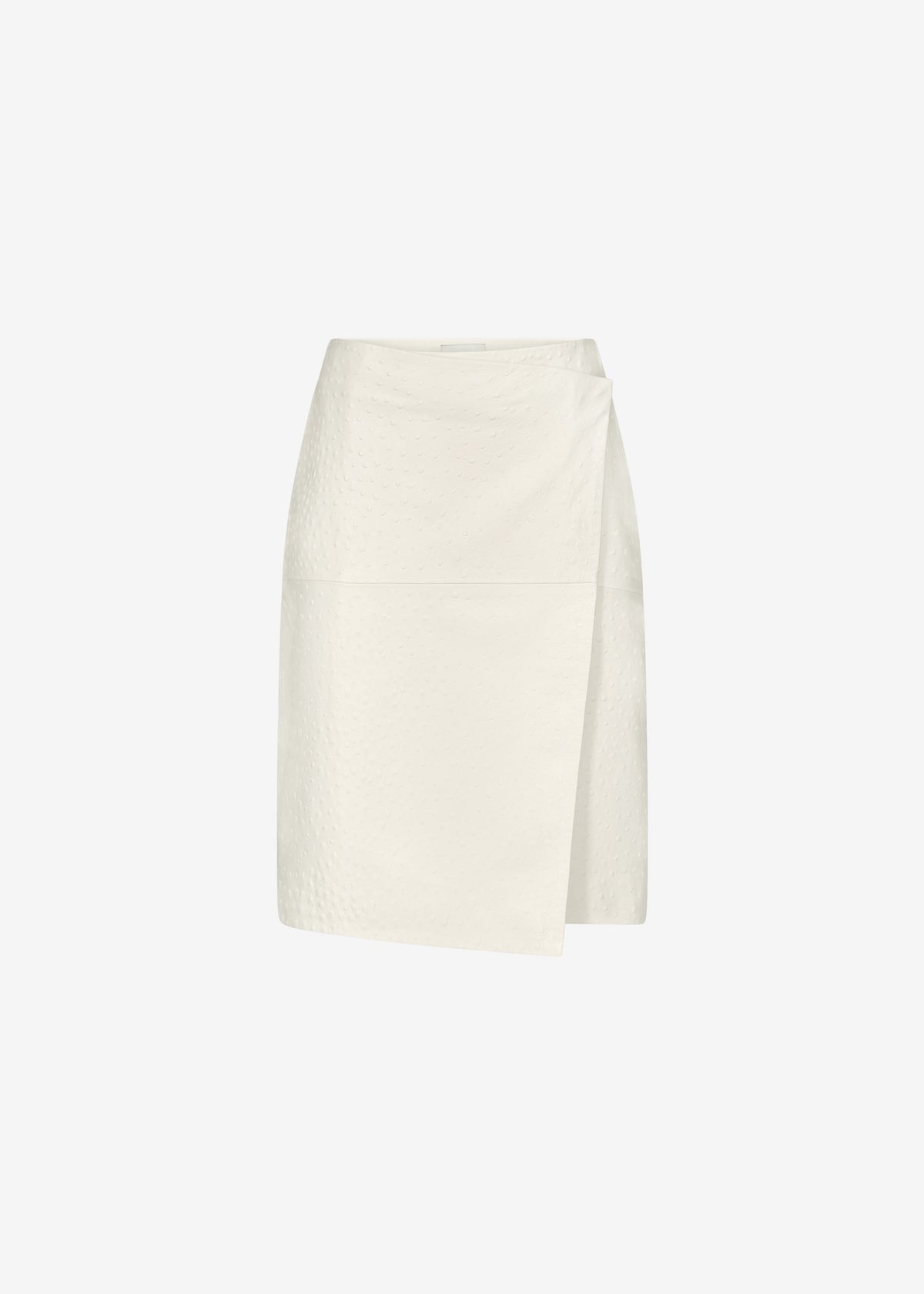 Loulou De Saison Gora Ostrich-Effect Leather Wrap Skirt  - Ivory - 9