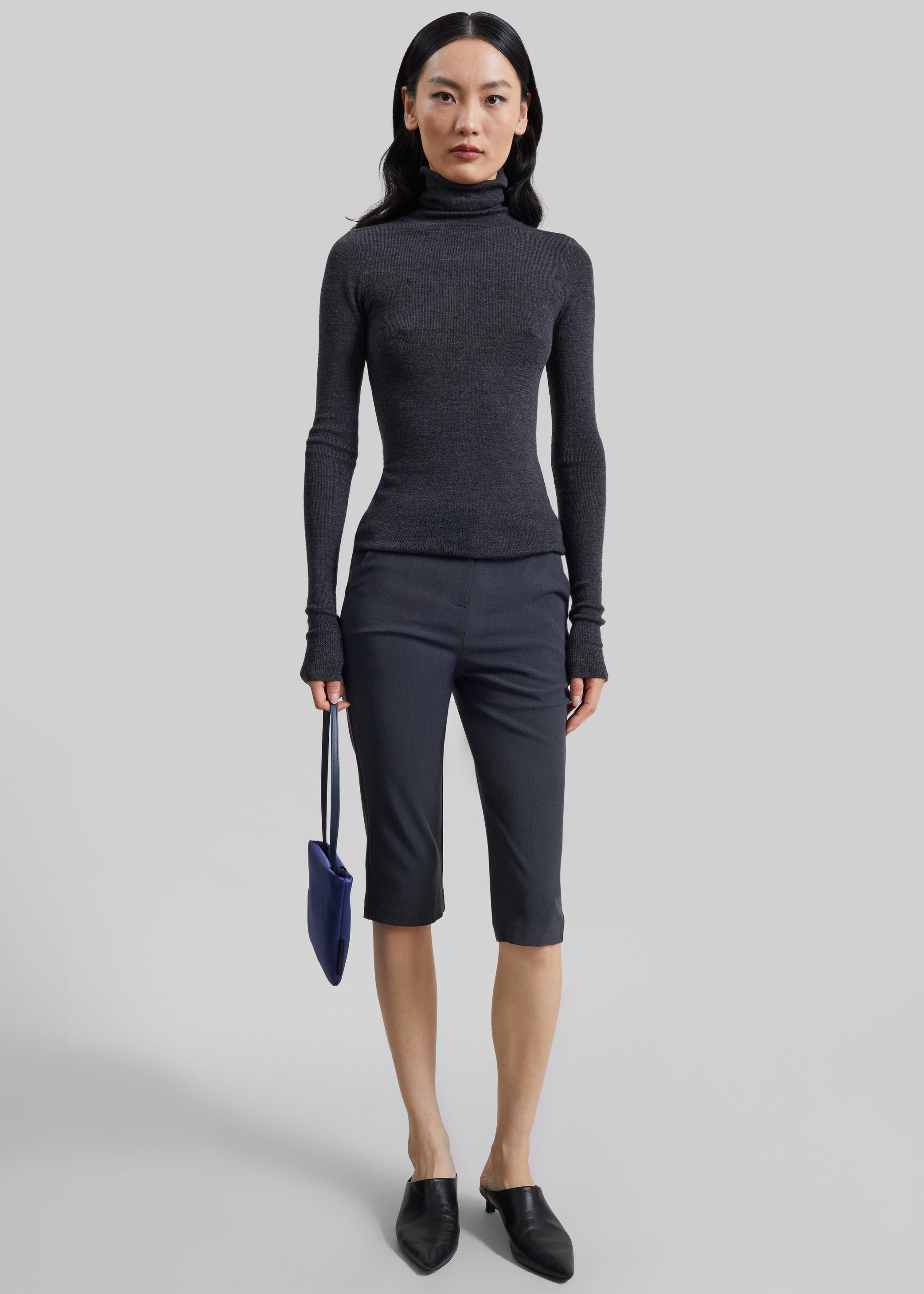Shop the look image for Loulou de Saison Grace Satin Baguette Bag - Navy