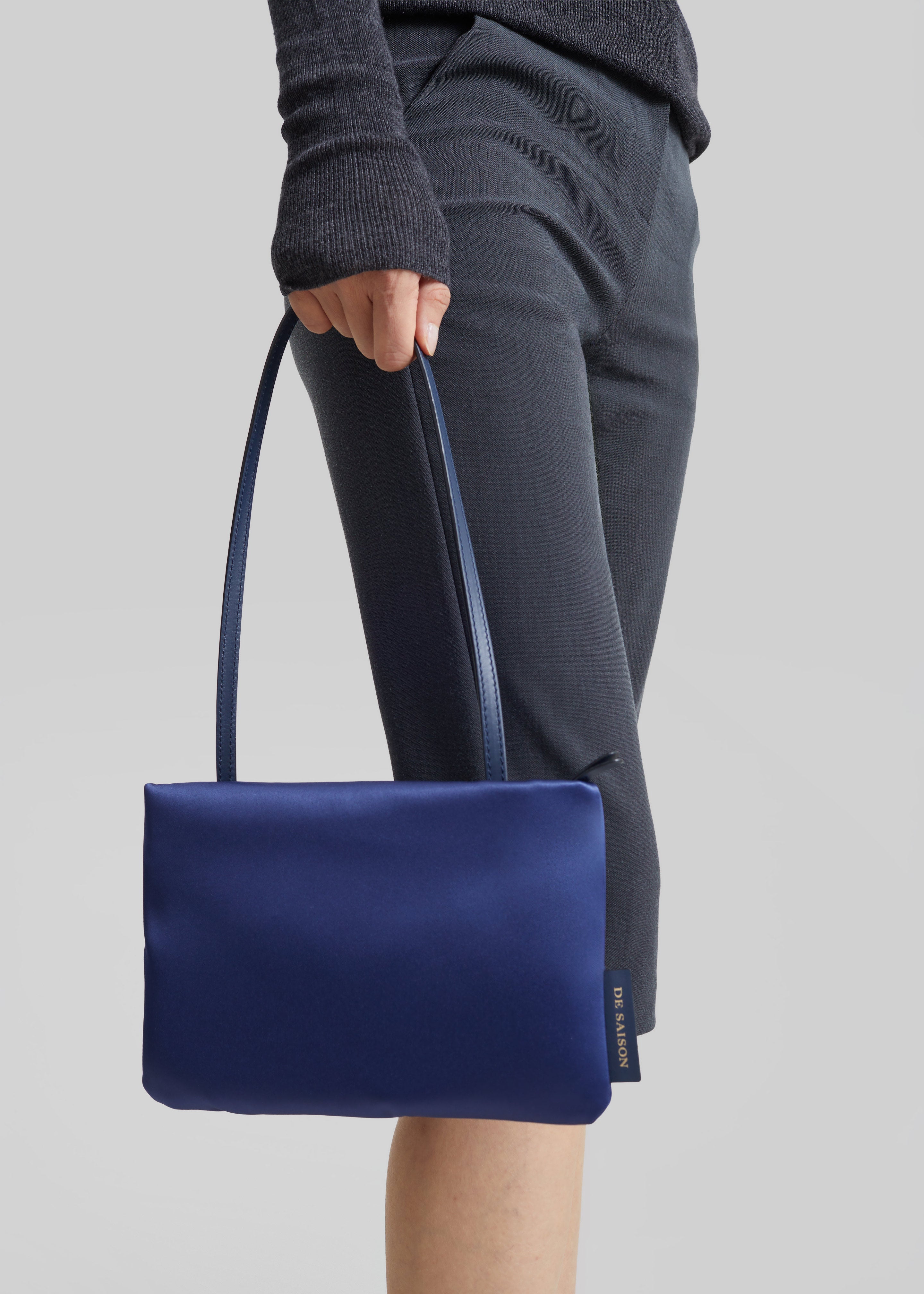 Loulou de Saison Grace Satin Baguette Bag - Navy - 4