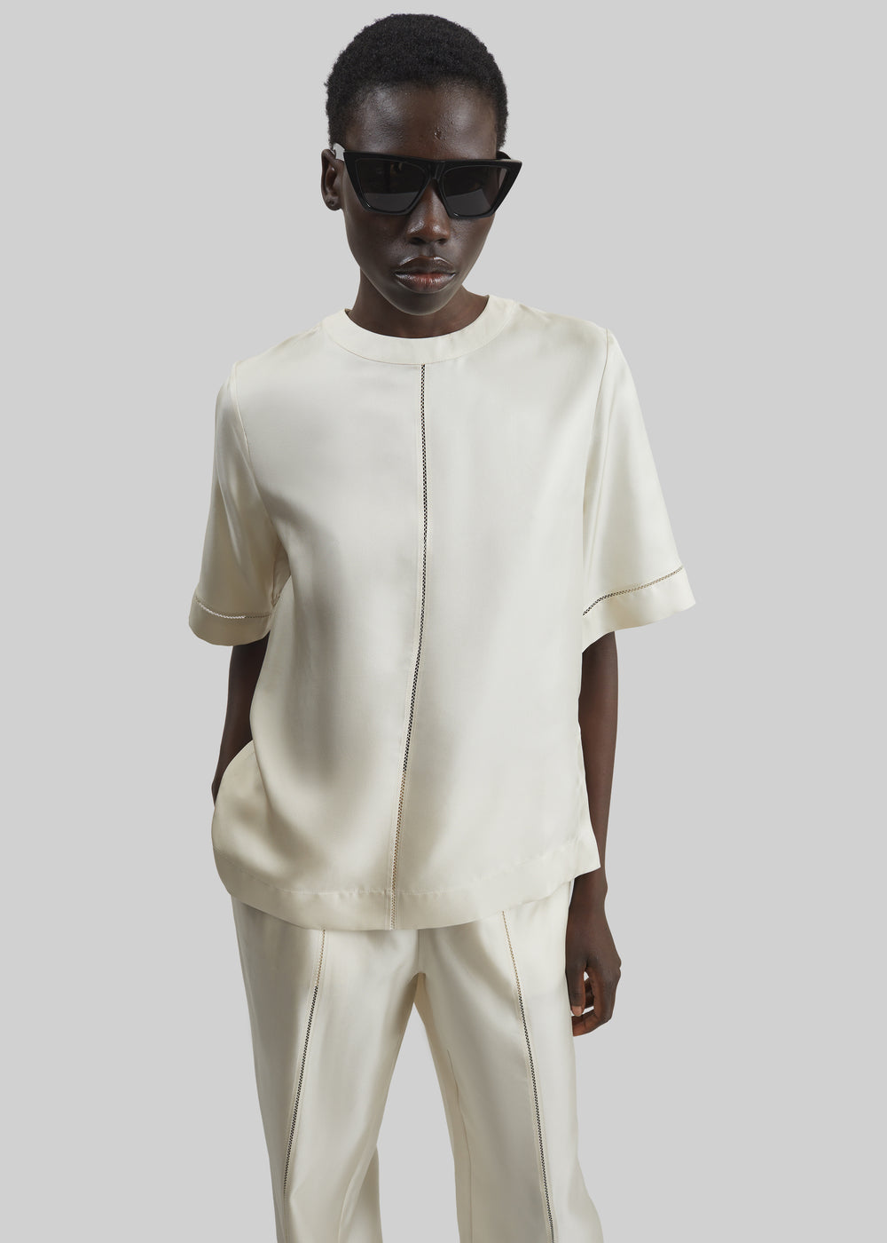 Loulou de Saison Havana Silk Twill Top - Ivory - 1