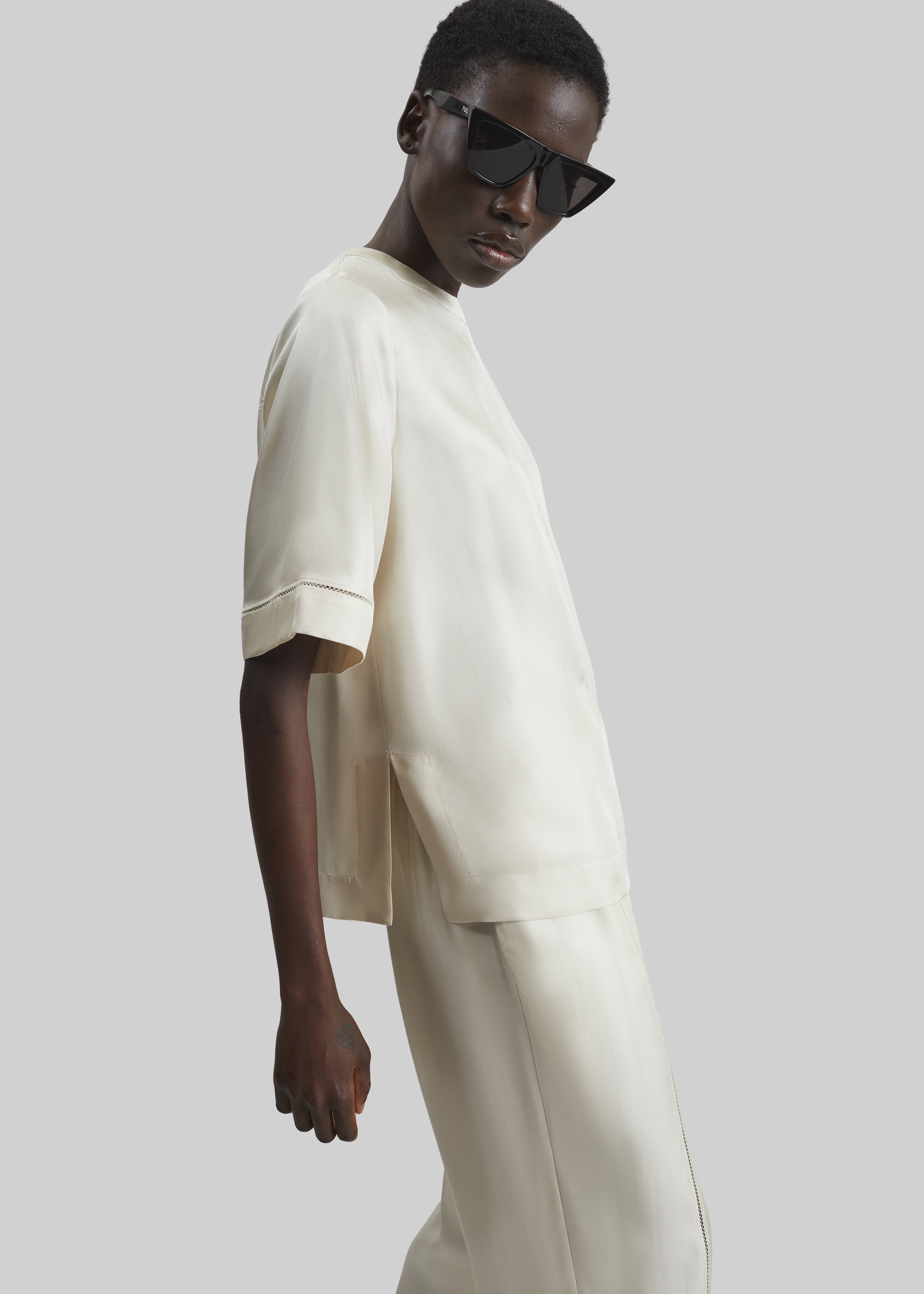 Loulou de Saison Havana Silk Twill Top - Ivory - 4