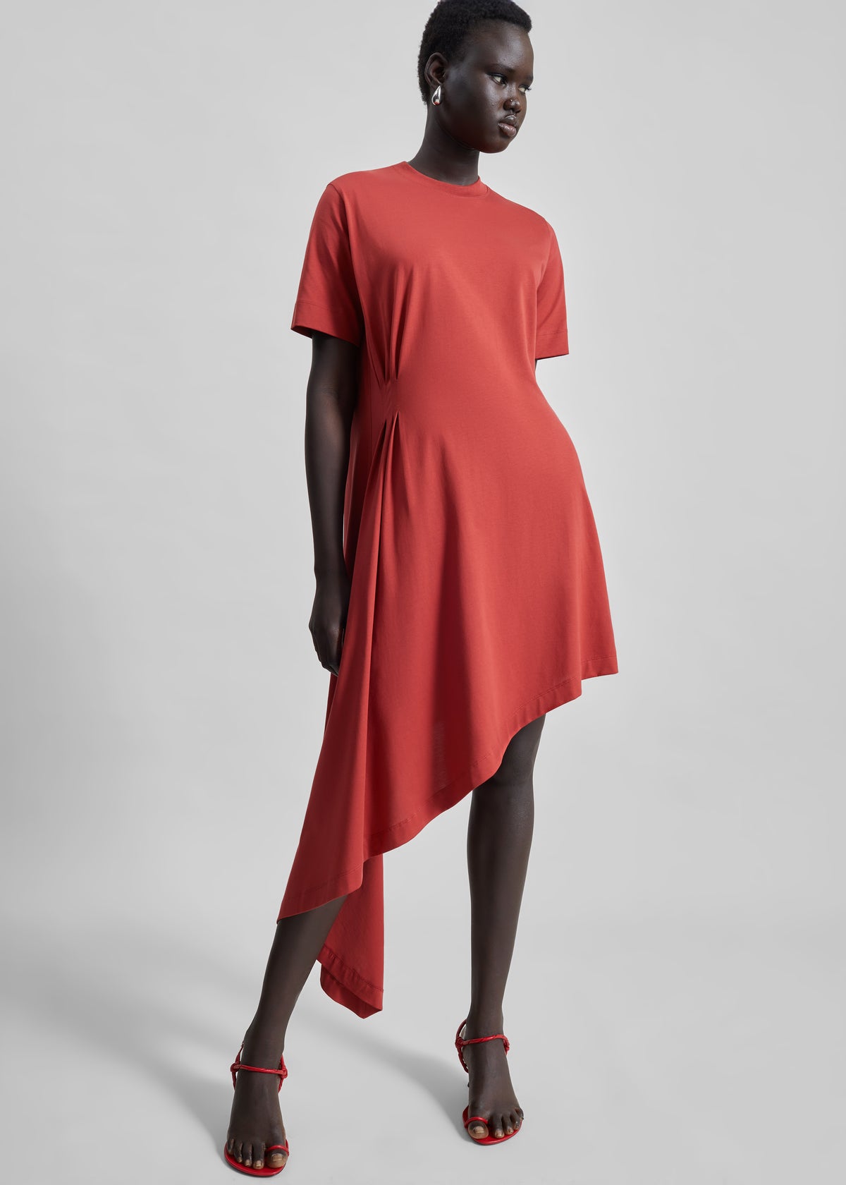 Loulou De Saison Igari Asymmetric T-Shirt Dress - Red - 2