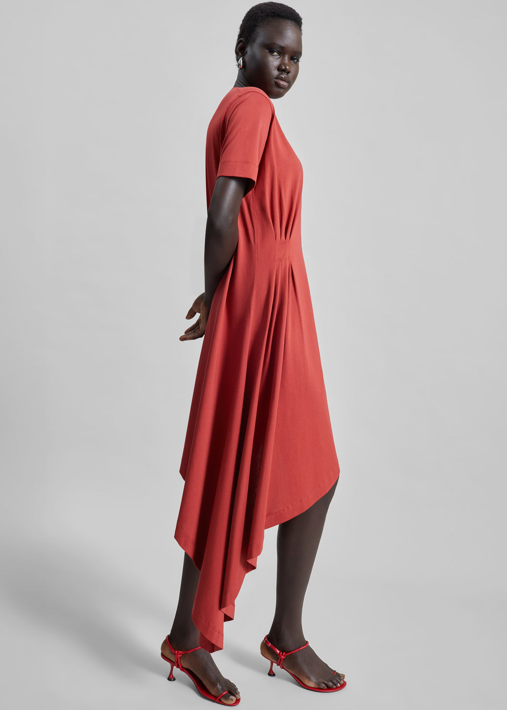 Loulou De Saison Igari Asymmetric T-Shirt Dress - Red