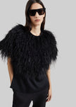 Loulou de Saison Iona Ostrich Feathers Top - Black