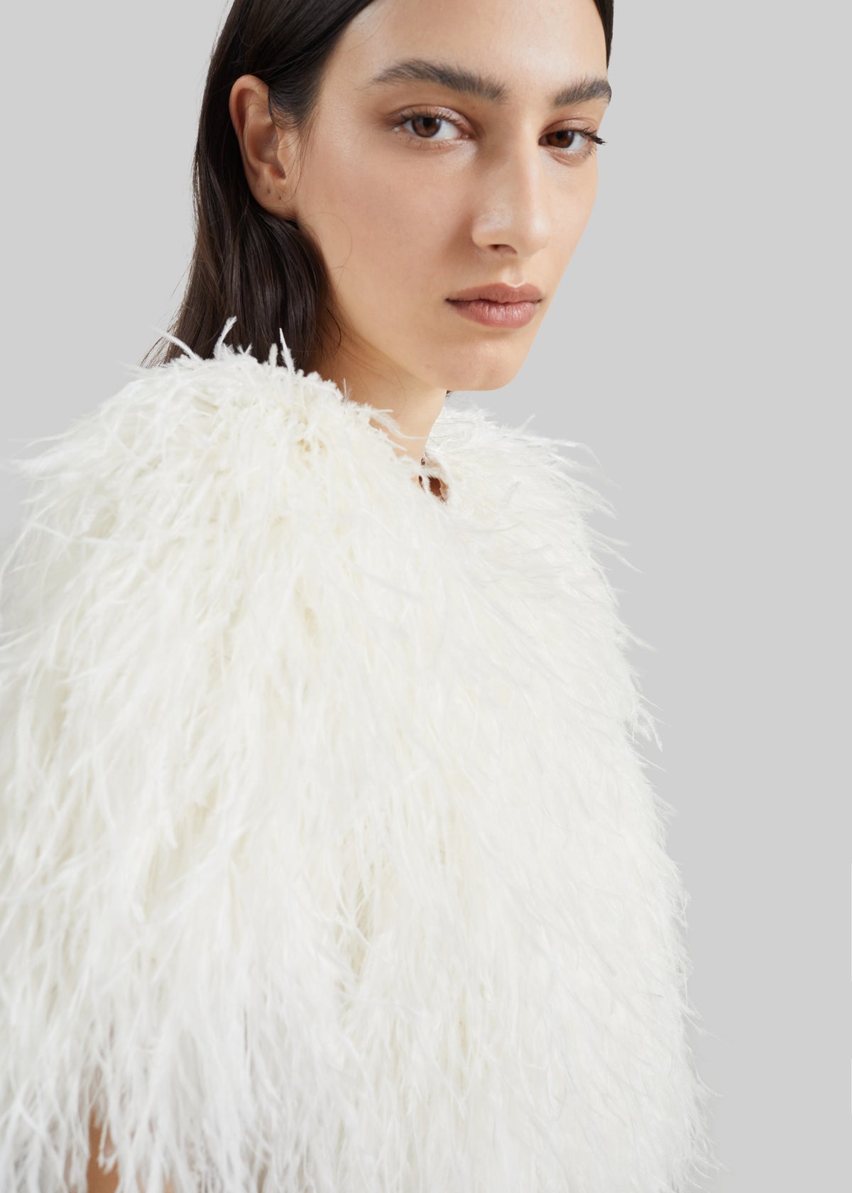 Loulou de Saison Iona Ostrich Feathers Top - Ivory