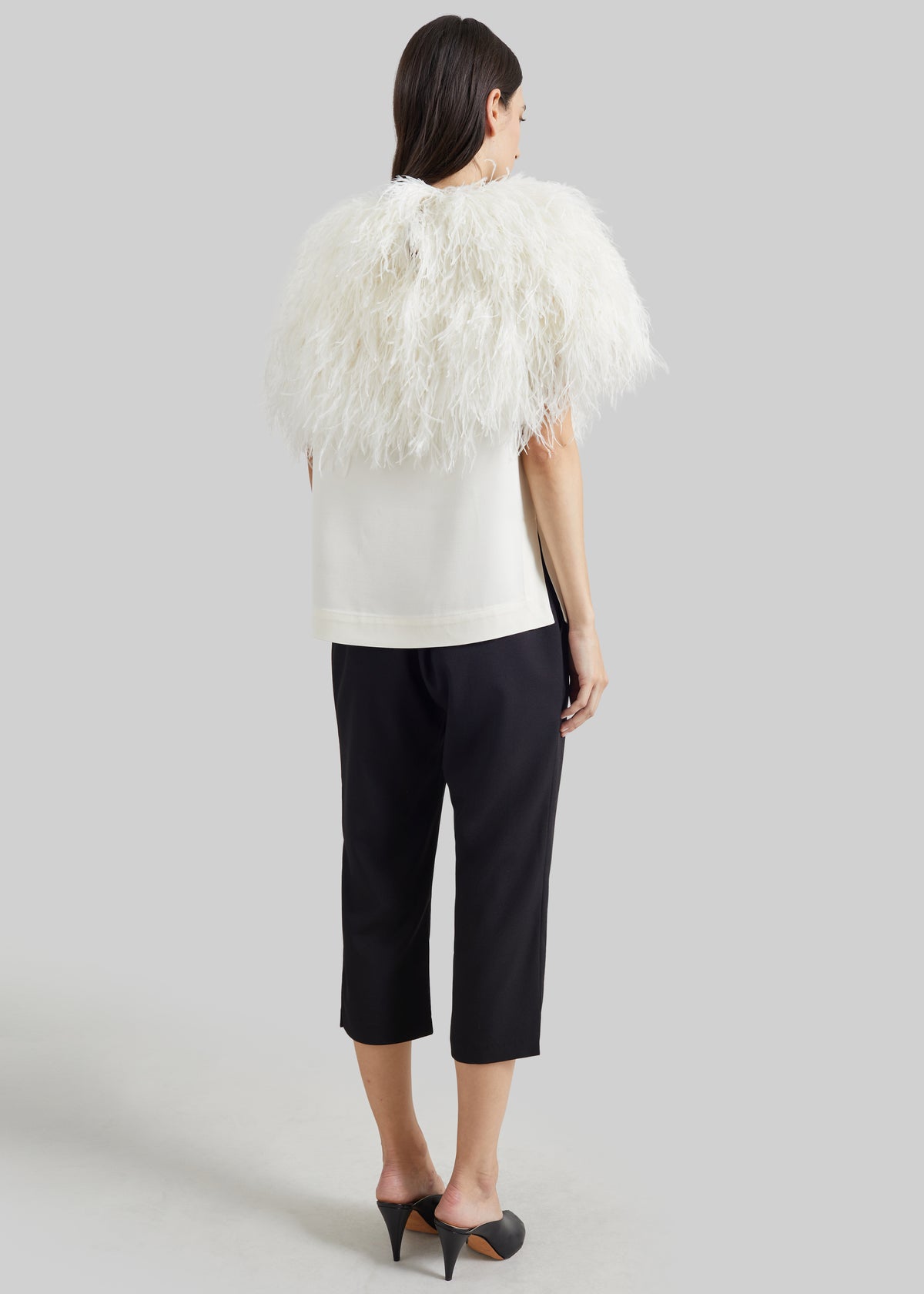 Loulou de Saison Iona Ostrich Feathers Top - Ivory