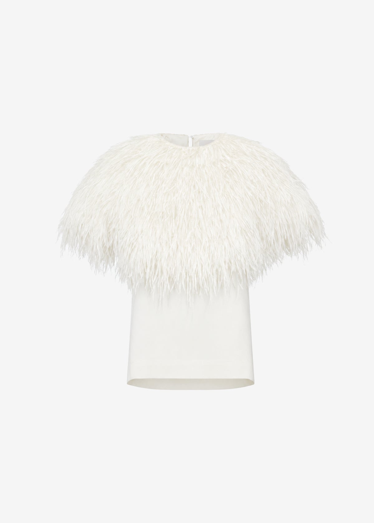 Loulou de Saison Iona Ostrich Feathers Top - Ivory