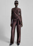 Loulou De Saison Kadala Silk Blend Trousers - Dark Brown