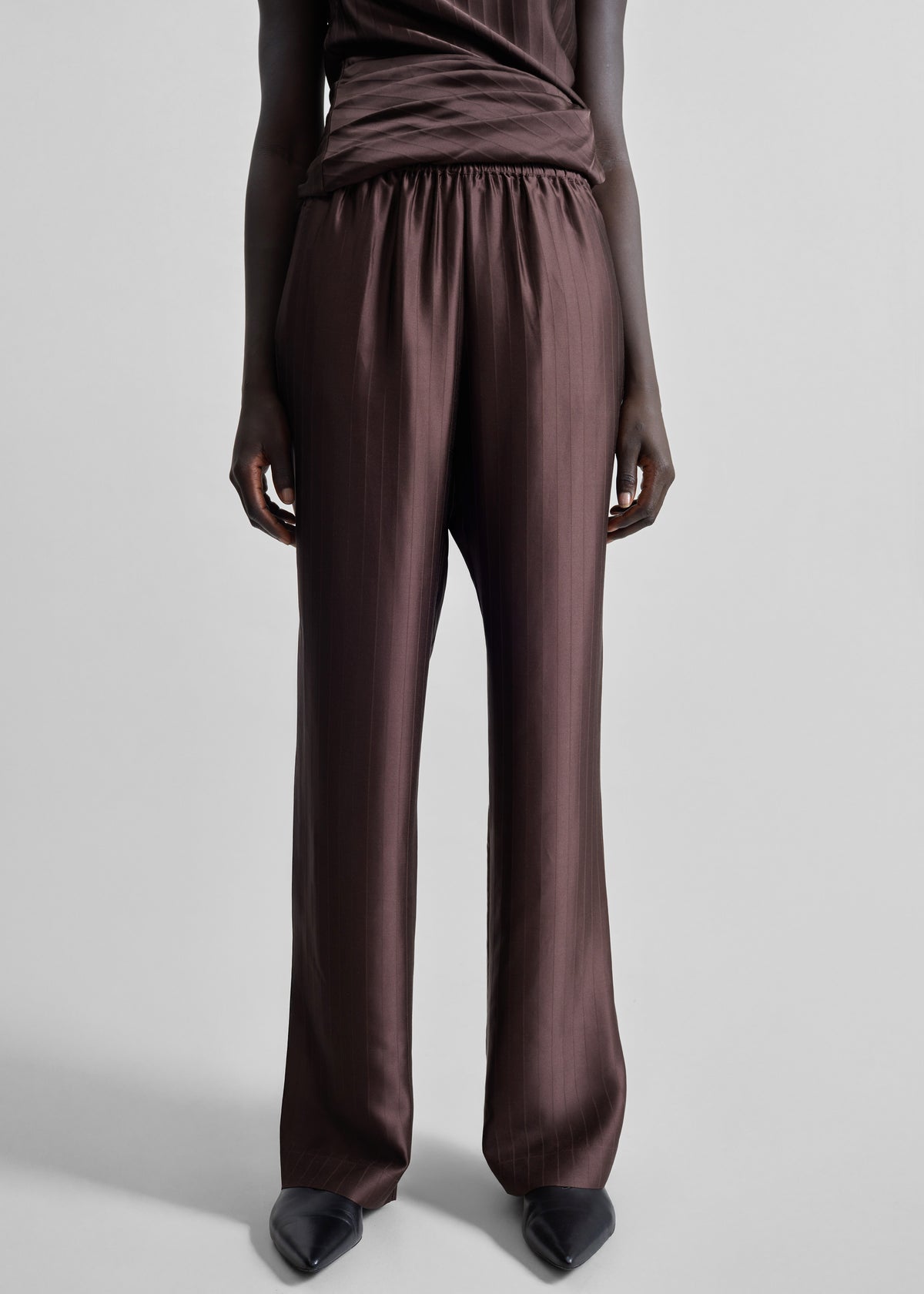 Loulou De Saison Kadala Silk Blend Trousers - Dark Brown - 4