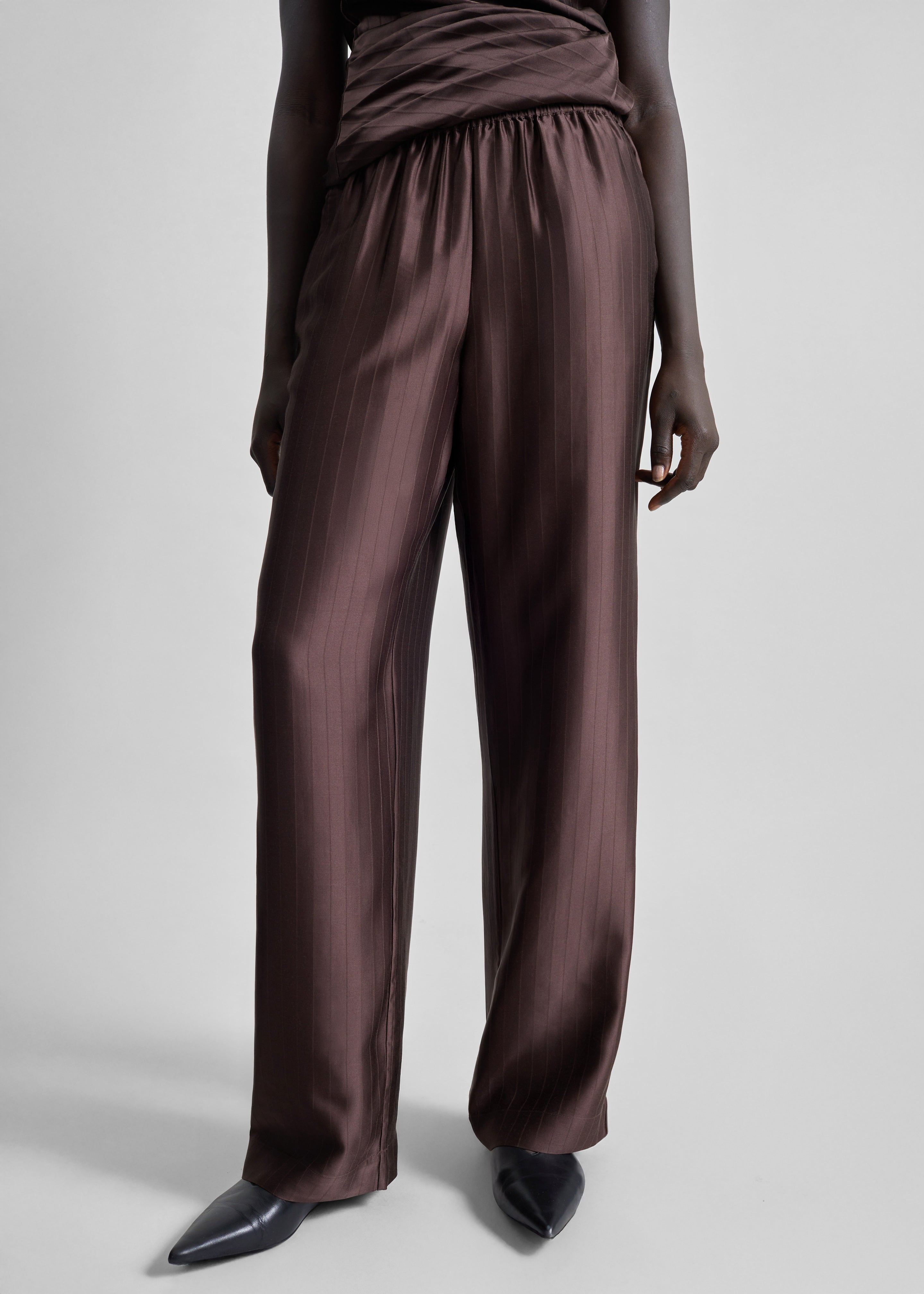 Loulou De Saison Kadala Silk Blend Trousers - Dark Brown - 2