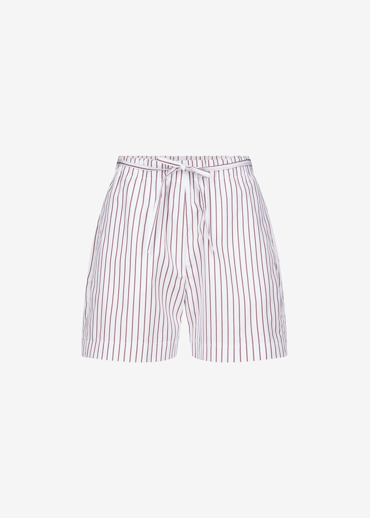 Loulou de Saison Lory Striped Cotton Shorts - Dark Red/Light Blue - 7