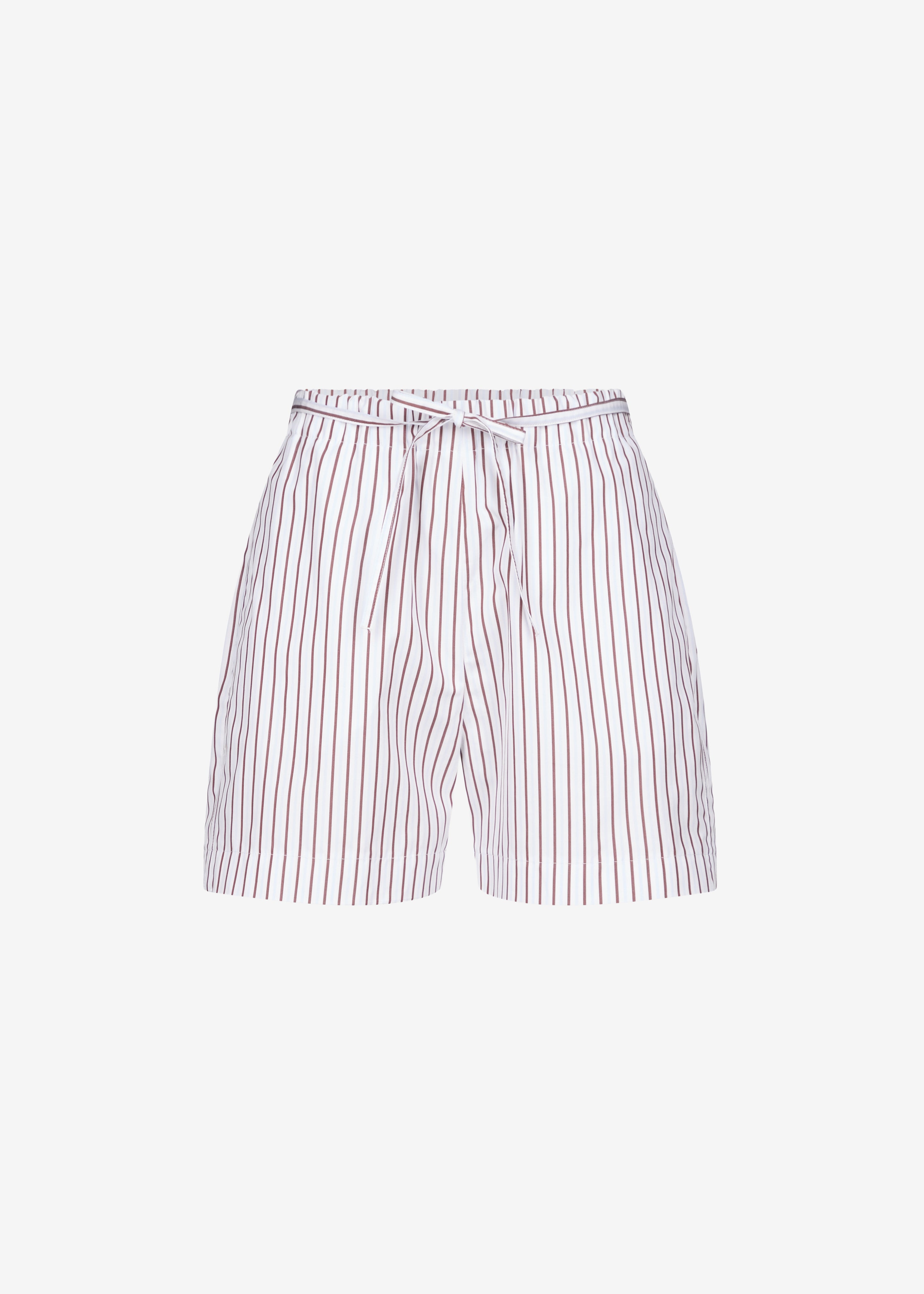 Loulou de Saison Lory Striped Cotton Shorts - Dark Red/Light Blue - 7