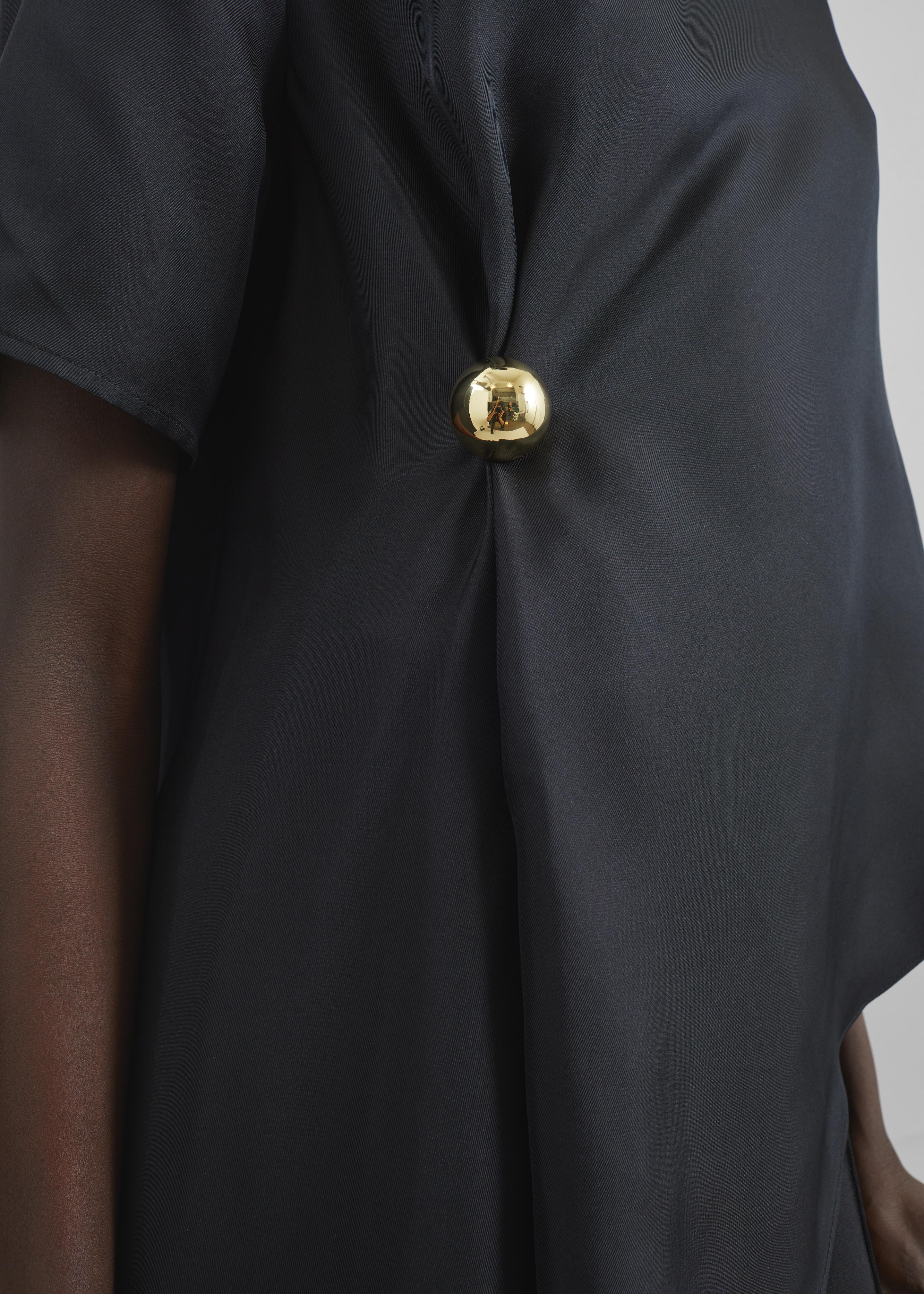 Loulou de Saison Madea Asymmetric Silk Twill Top - Black - 3