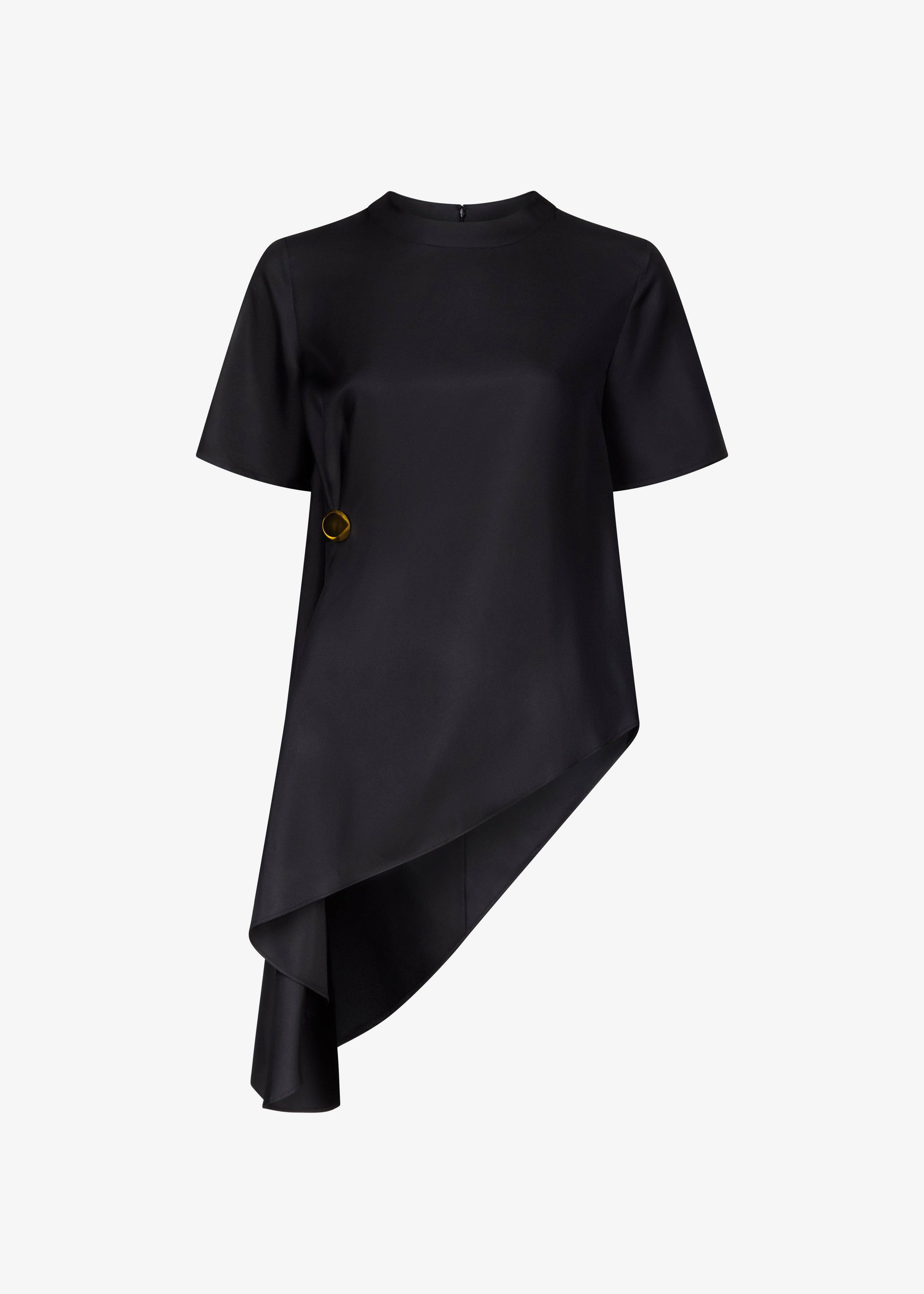 Loulou de Saison Madea Asymmetric Silk Twill Top - Black - 6