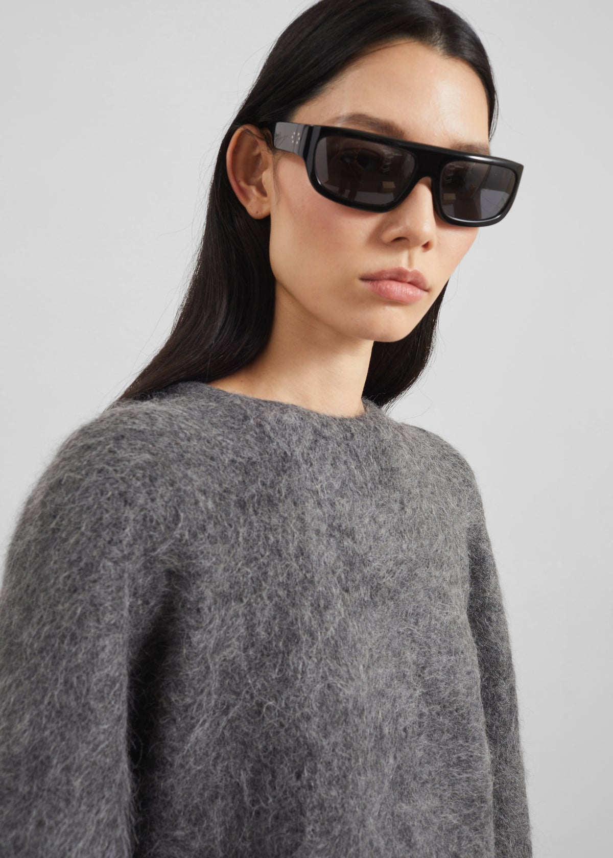 Loulou de Saison Mae Short Sleeve Sweater - Anthracite Melange - 3