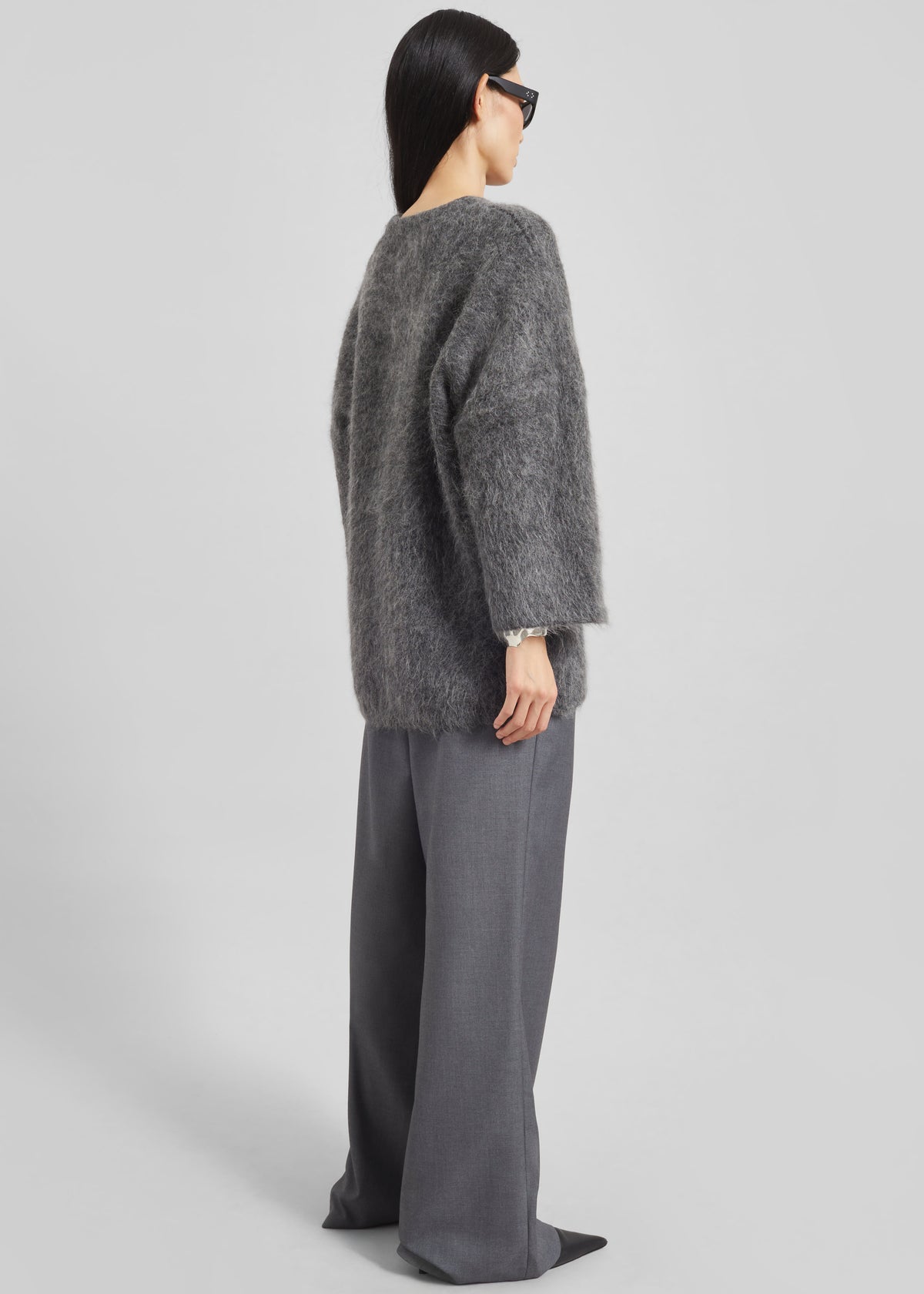 Loulou de Saison Mae Short Sleeve Sweater - Anthracite Melange - 5