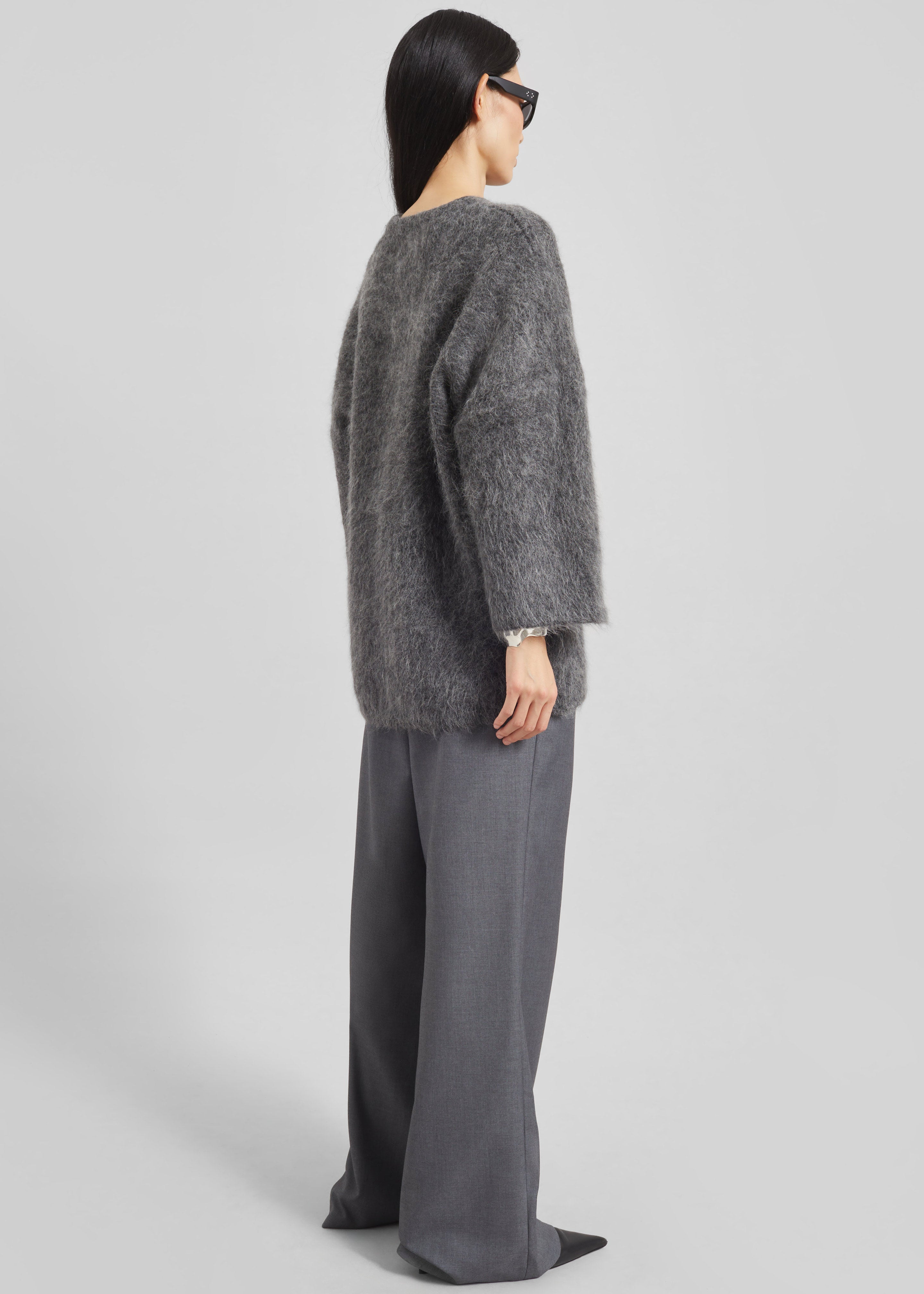 Loulou de Saison Mae Short Sleeve Sweater - Anthracite Melange - 5