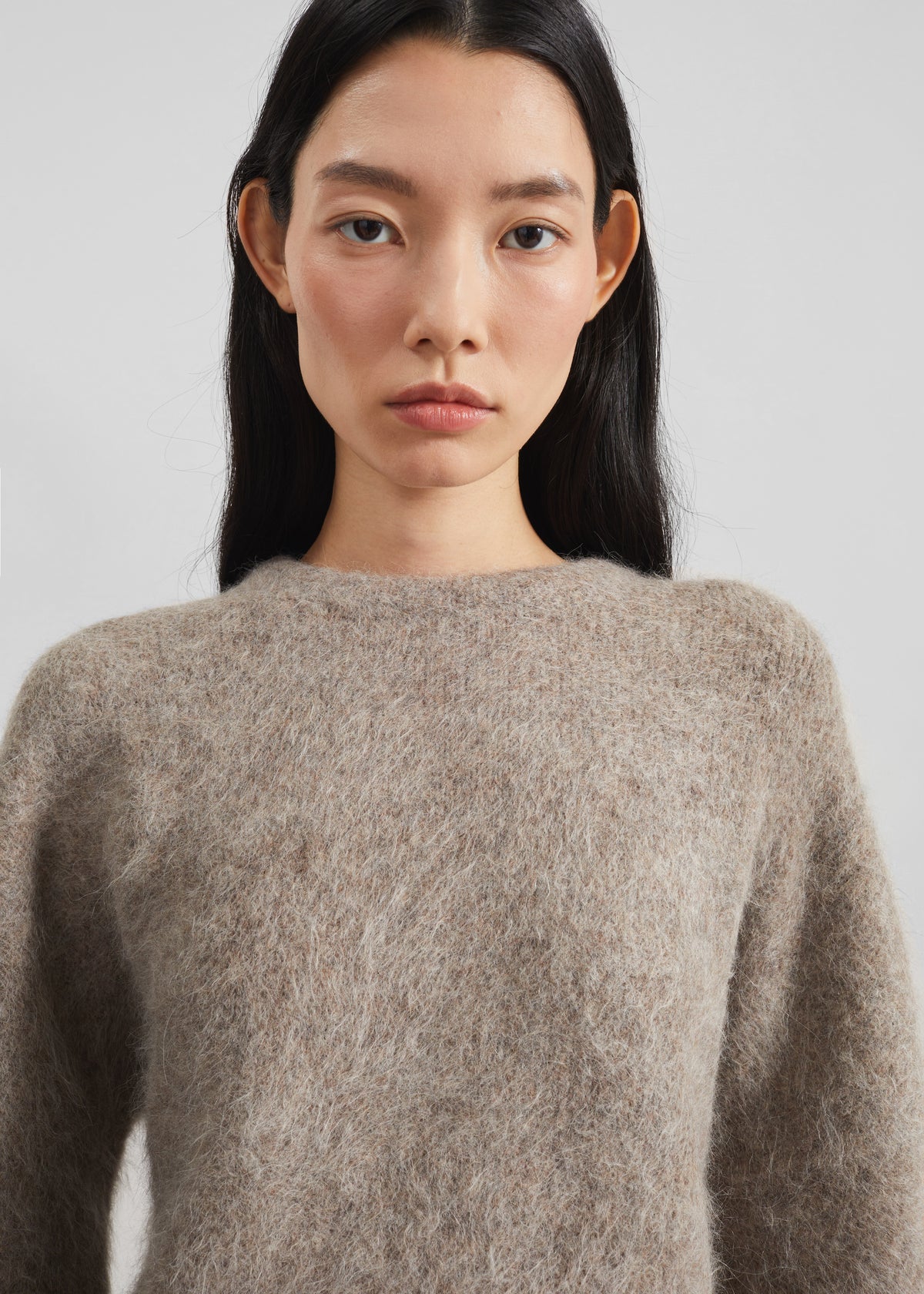 Loulou de Saison Mae Short Sleeve Sweater - Taupe Melange - 2