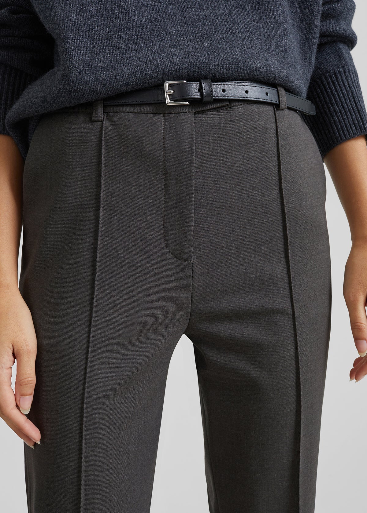 Loulou de Saison Malka Lds Fitted Leg Trousers - Brown Melange
