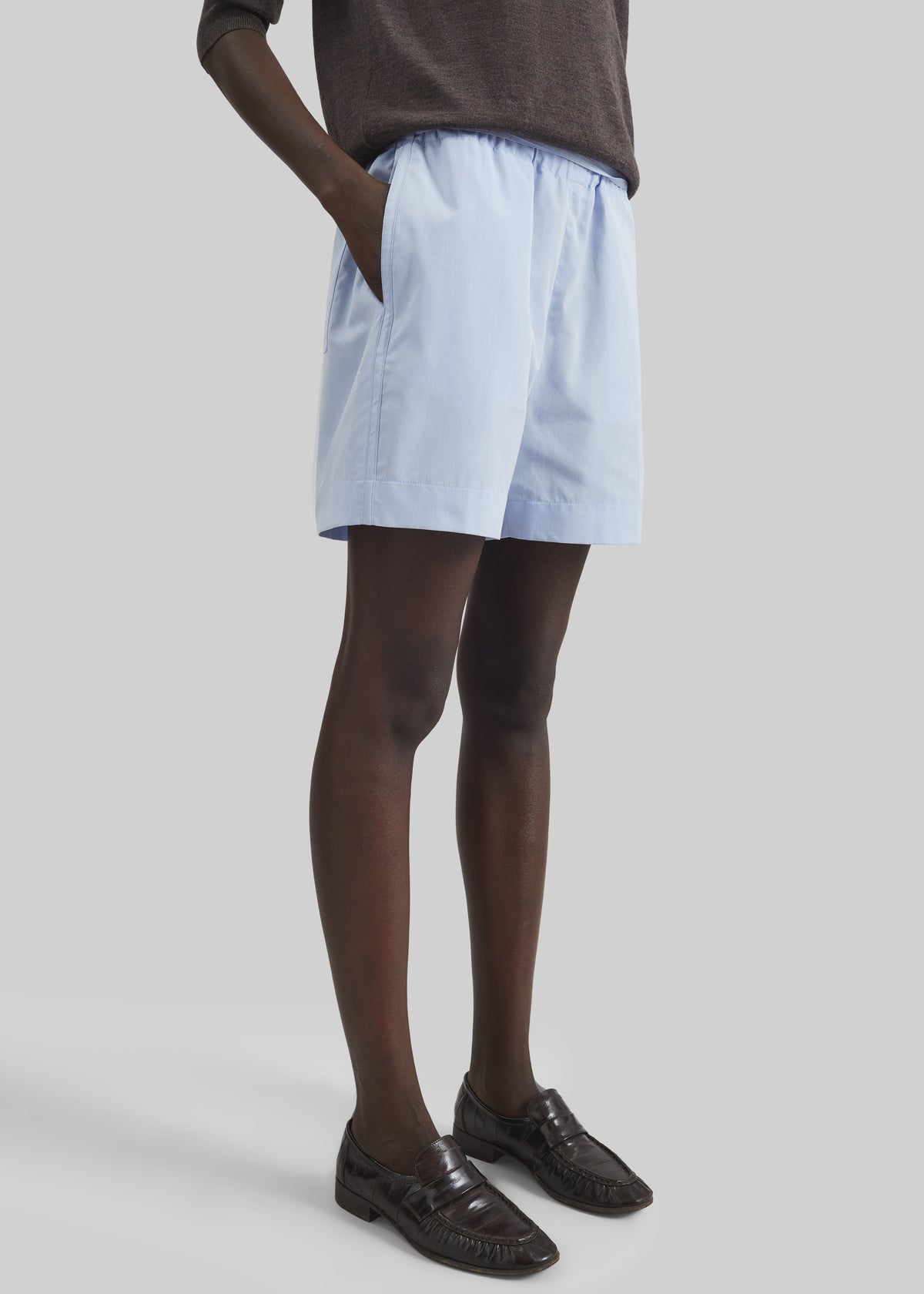 Loulou de Saison Malone Cotton Poplin Shorts - Storm - 5