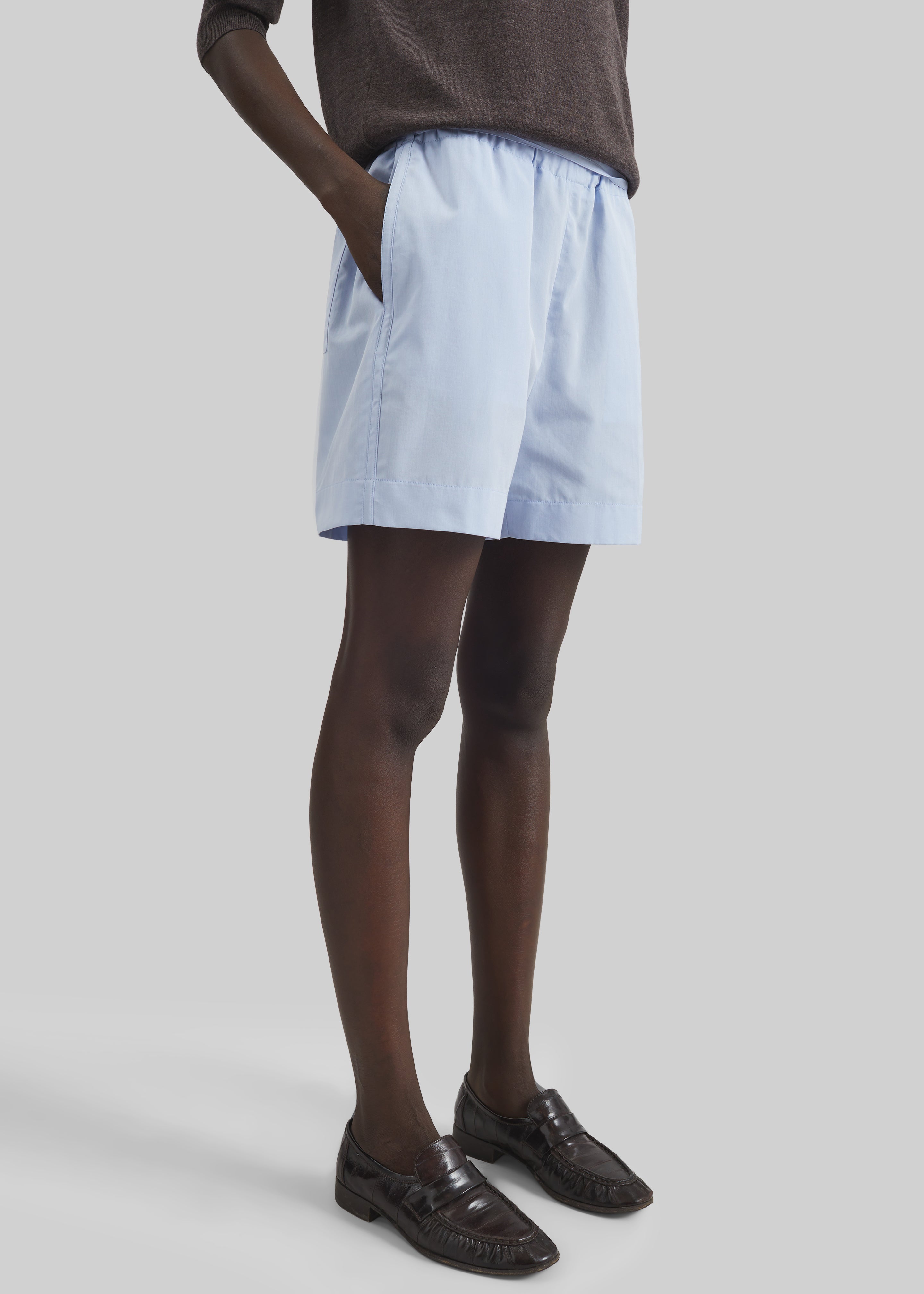Loulou de Saison Malone Cotton Poplin Shorts - Storm - 5