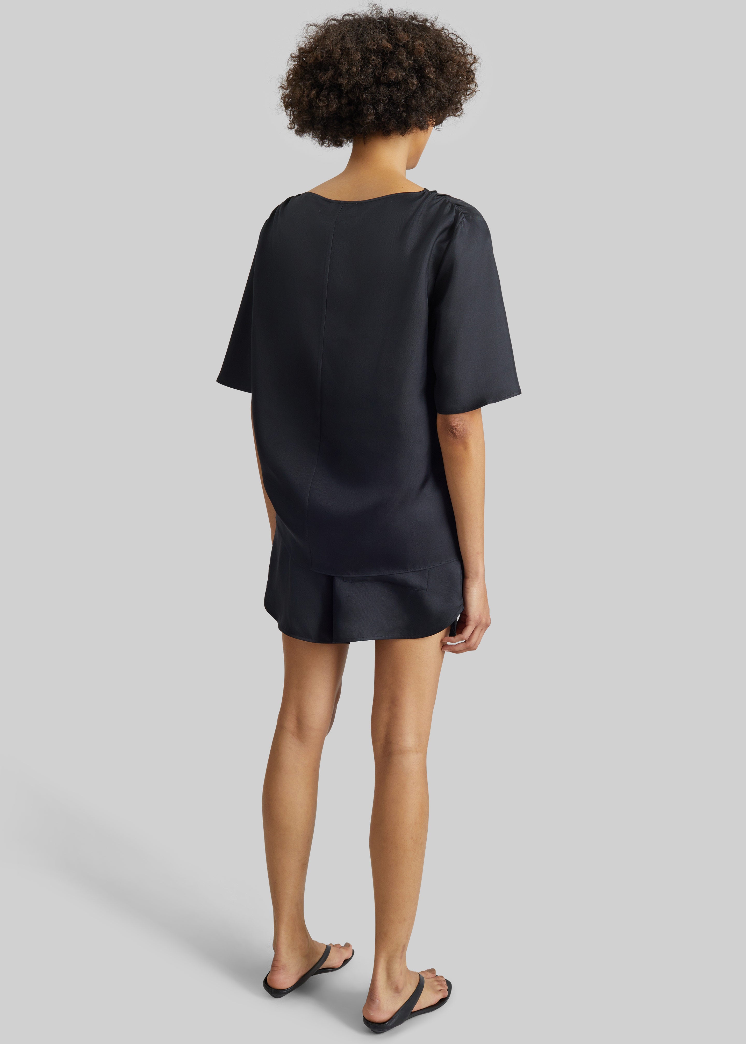 Loulou de Saison Mano Asymmetric Silk Top - Black - 6