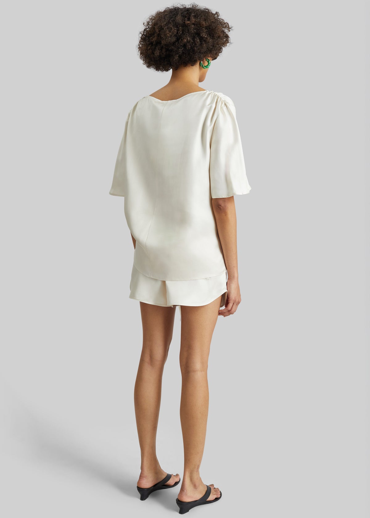 Loulou de Saison Mano Asymmetric Silk Top - Ivory - 6