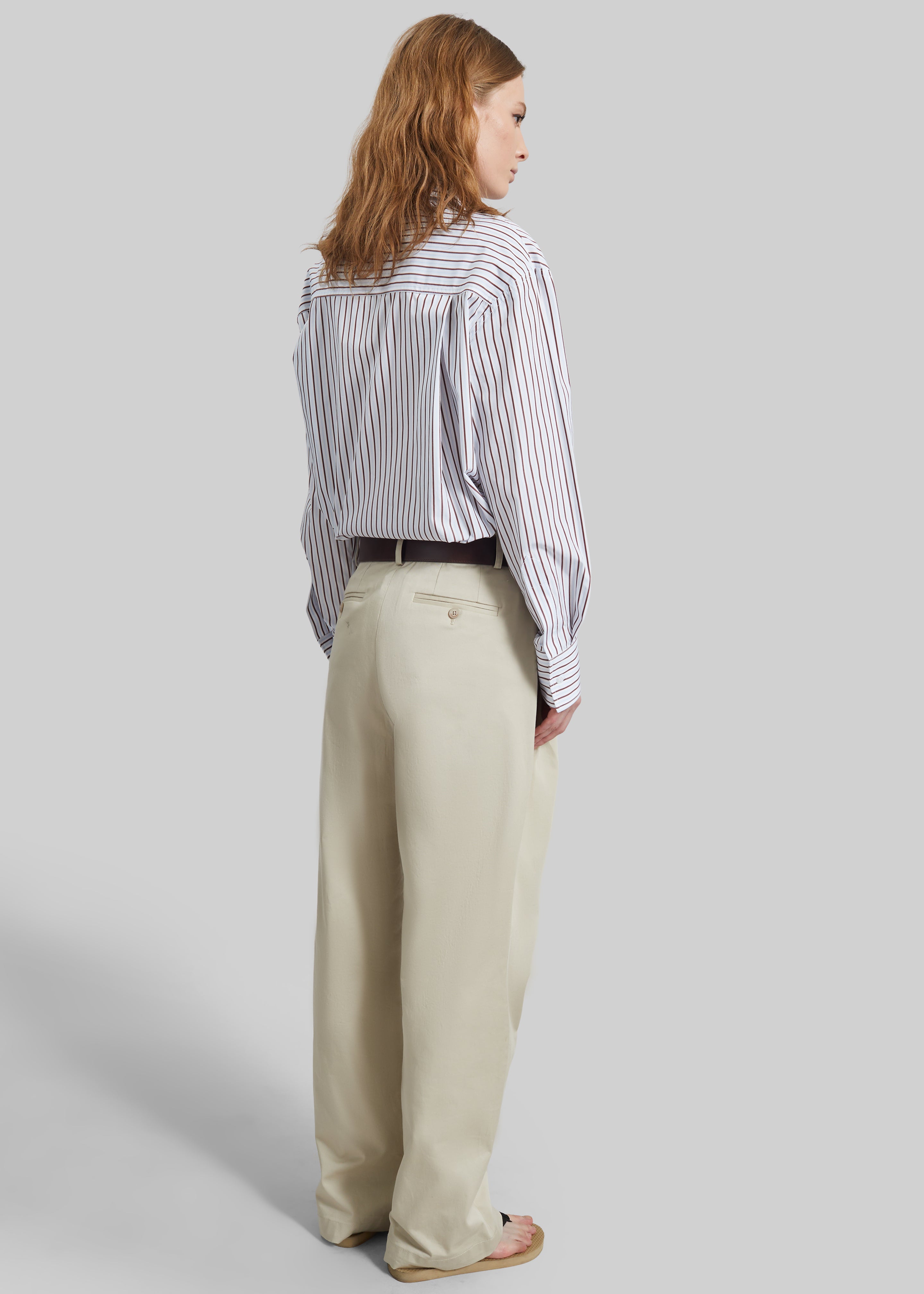Loulou de Saison Maud Oversized Cotton Poplin Shirt - Dark Red/Light Blue - 5