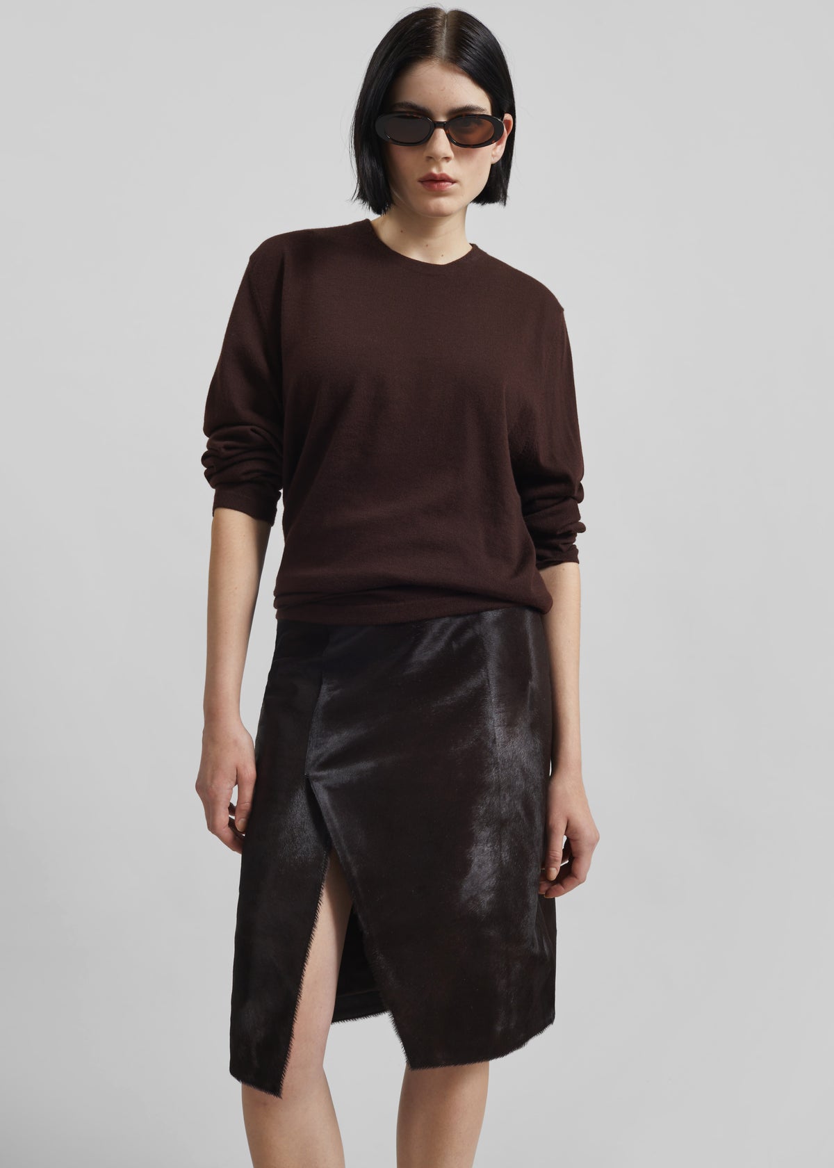Loulou de Saison Myra Asymmetric Skirt - Coffee - 4
