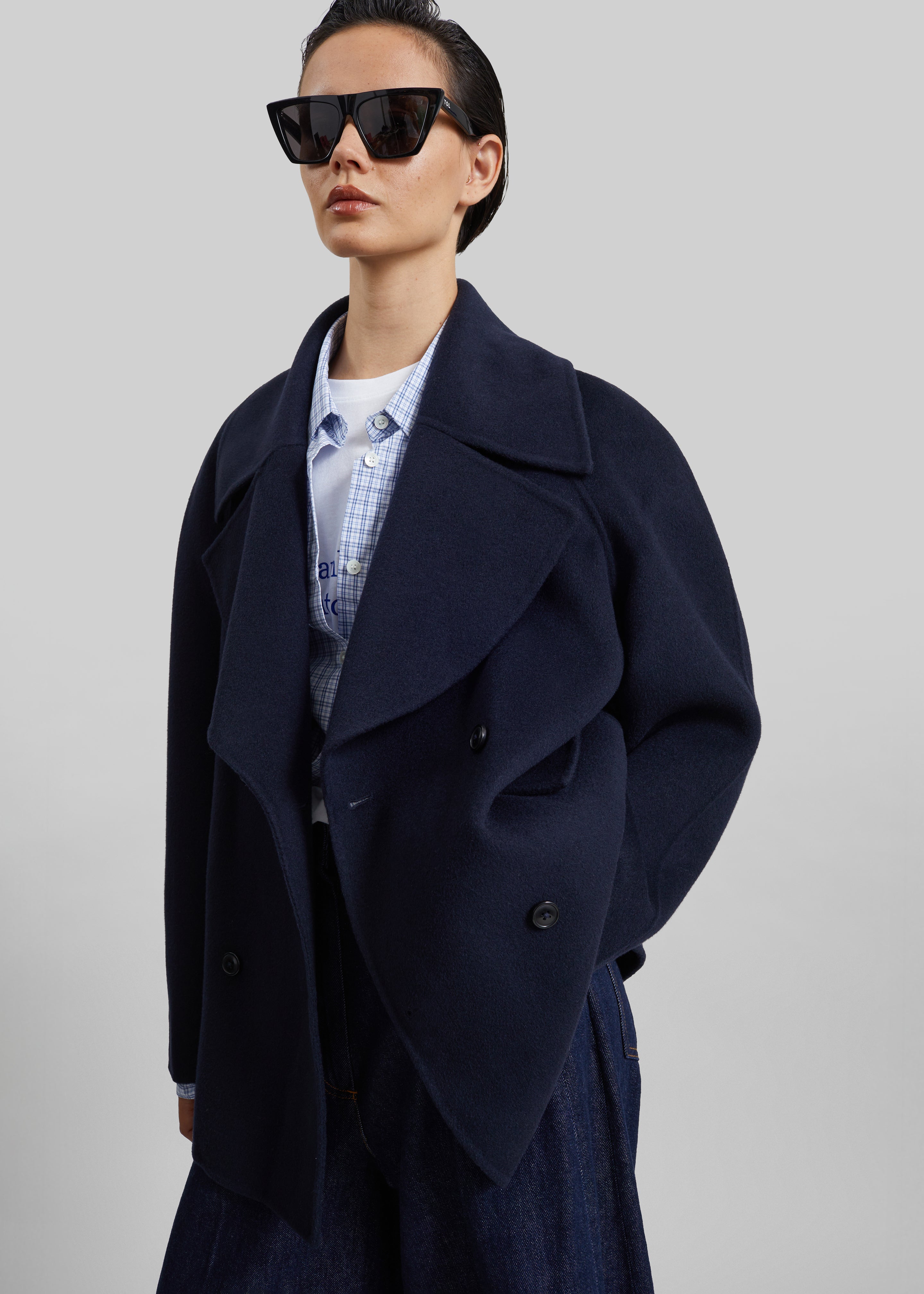 Loulou de Saison Neil Double Breasted Jacket - Navy Melange - 5