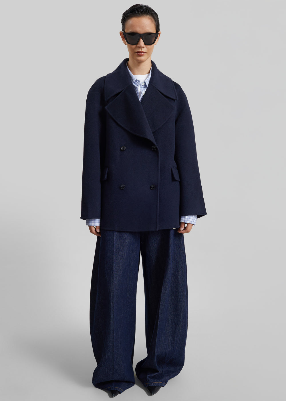 Loulou de Saison Neil Double Breasted Jacket - Navy Melange