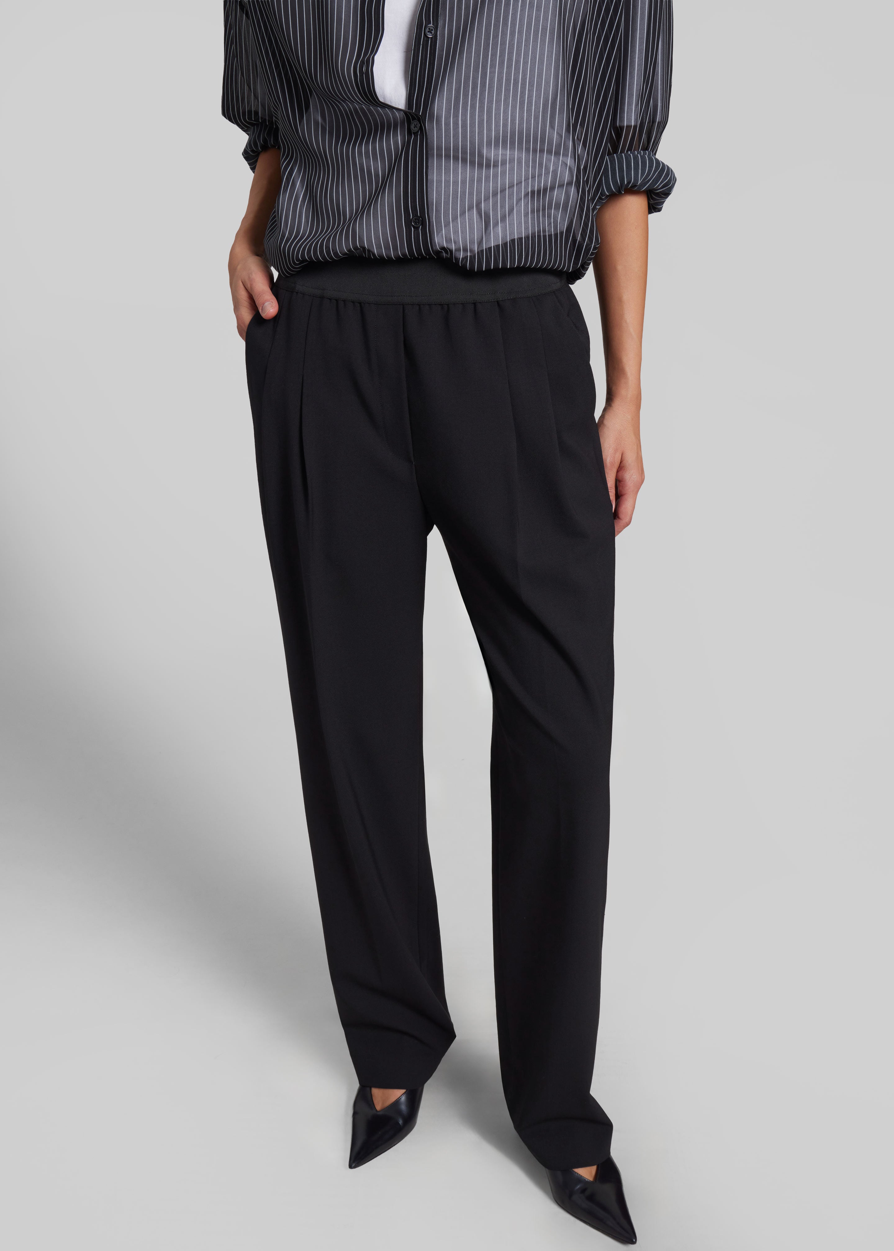 Loulou de Saison Niro Elastic Waistband Pants - Black - 2