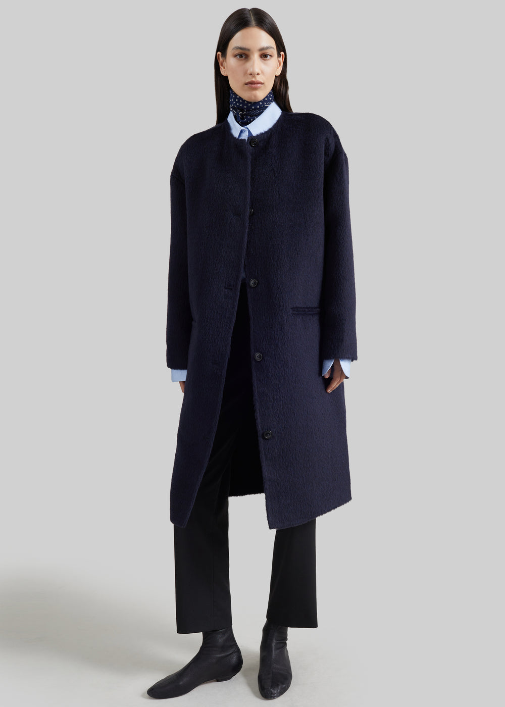 Loulou de Saison Orson Oval Shaped Coat - Navy