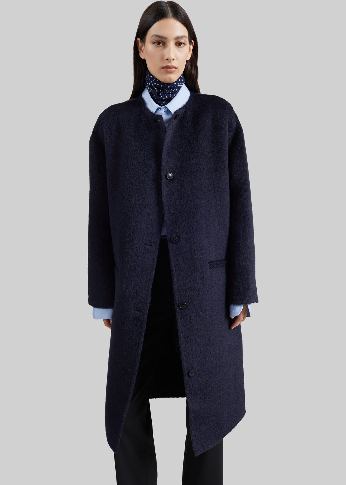 Loulou de Saison Orson Oval Shaped Coat - Navy