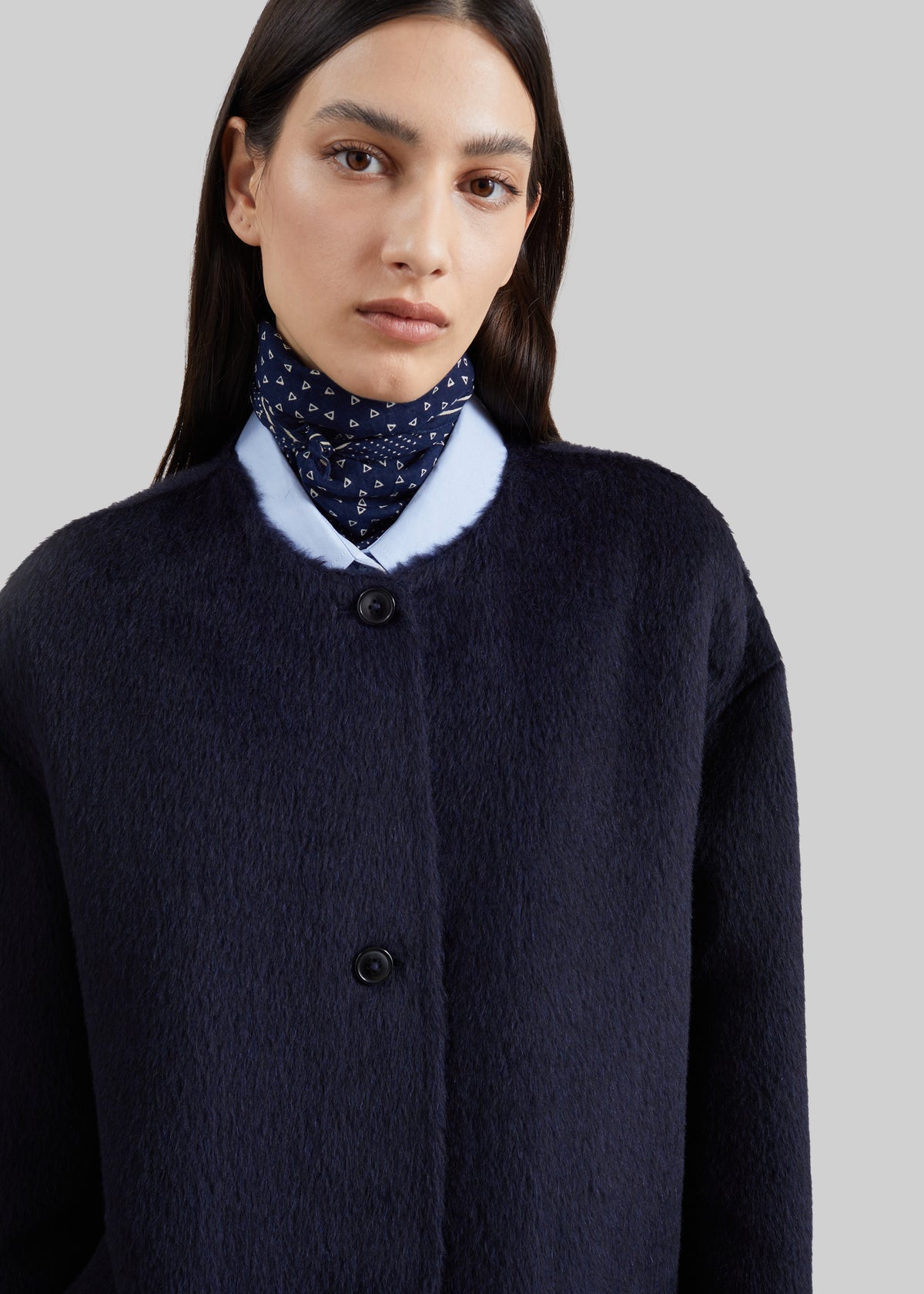 Loulou de Saison Orson Oval Shaped Coat - Navy