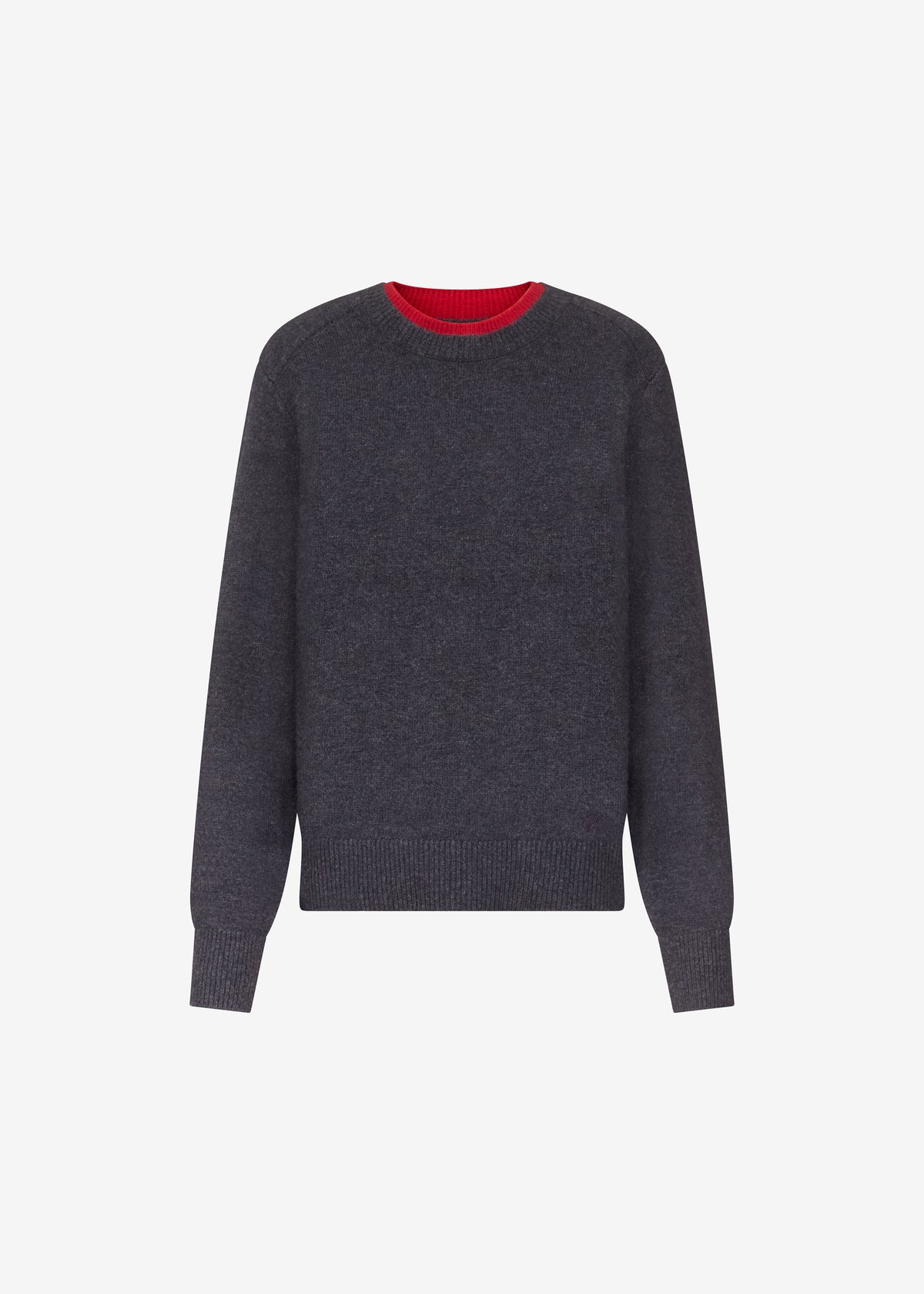 Loulou de Saison Otis Contrast Collar Sweater - Charcoal/Red - 7