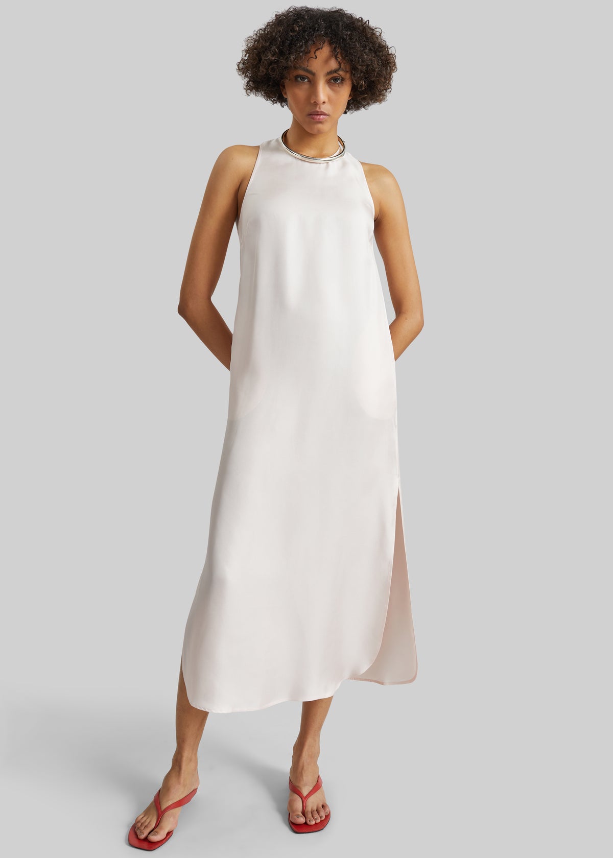 Loulou de Saison Paloma Long Silk Dress - Light Pink - 1